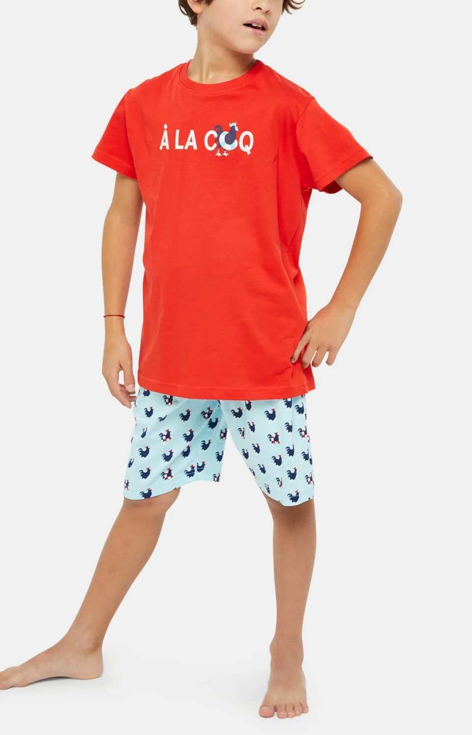 arthur-bob-pyjashort-coq-pyjama-court-bleu-ciel-coton-bio image 1