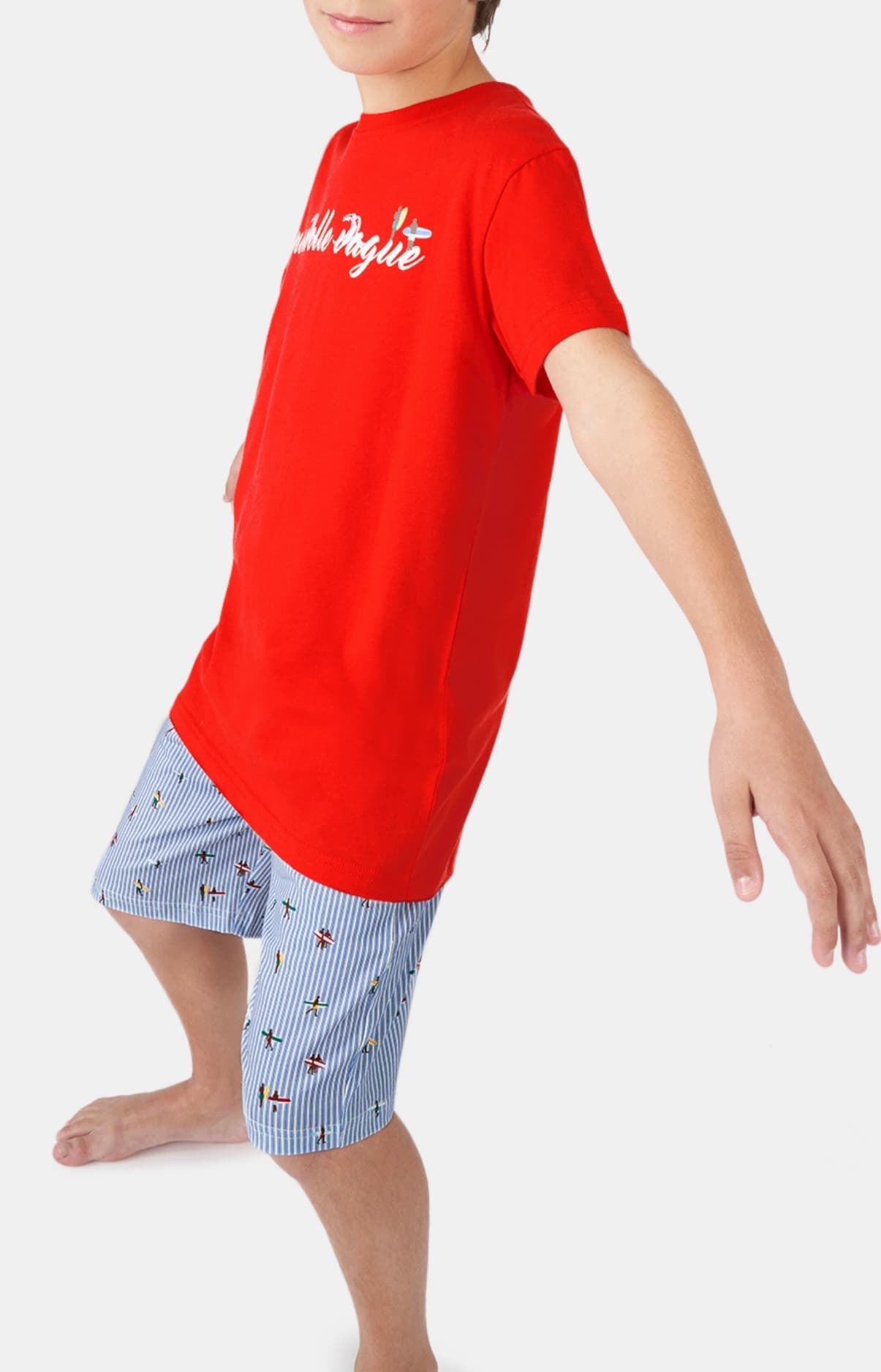 arthur-bob-nouvelle-vague-pyjashort-enfant-bleu-coton-bio image 2