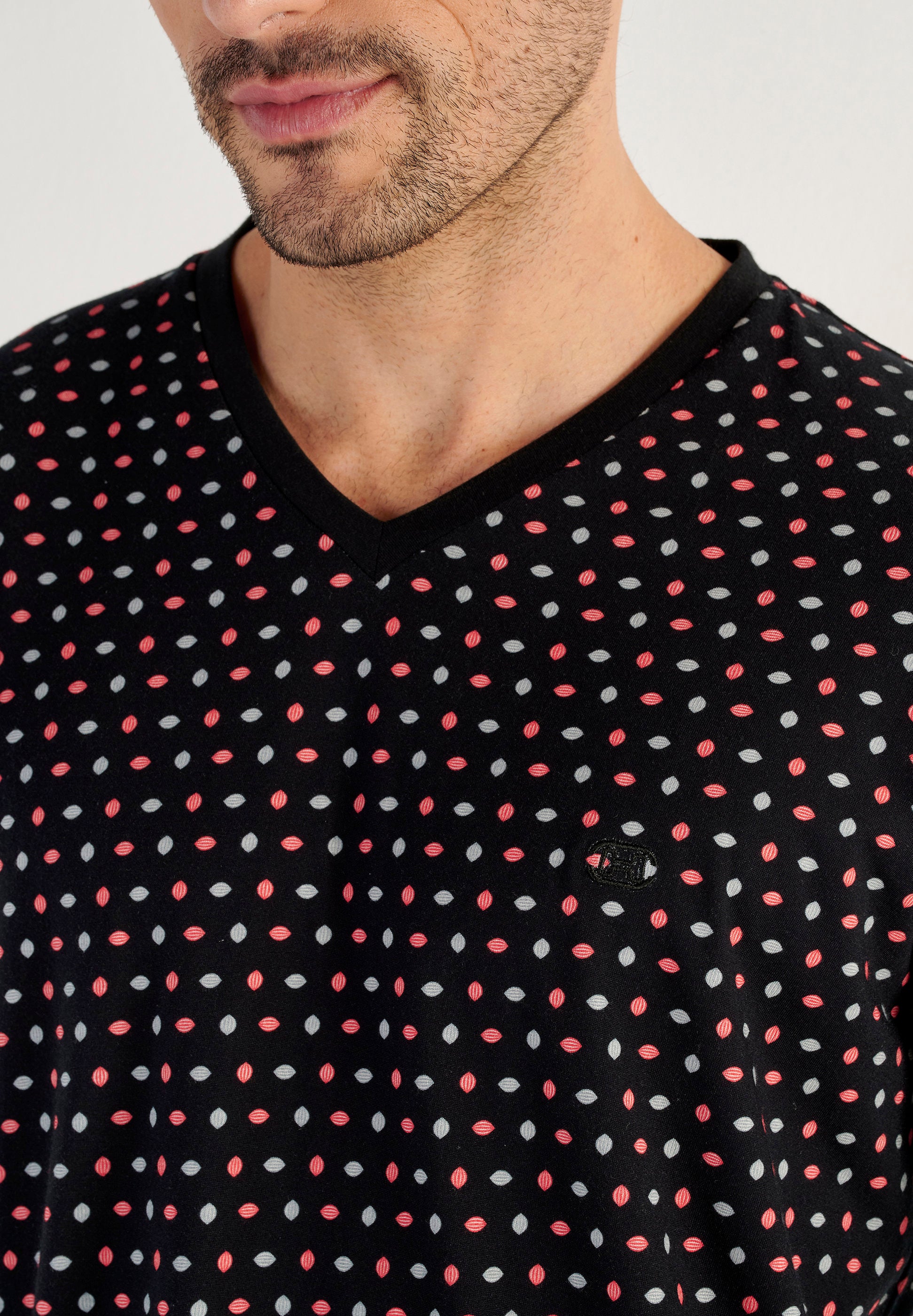 hom-modal-comfort-domino-pyjama-long-coton-imprim-noir image 5