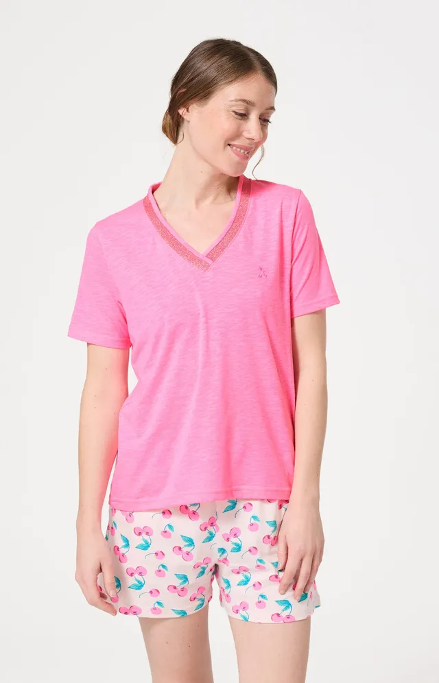 arthur-bob-amarena-tee-shirt-coton-rose-fluo image 1