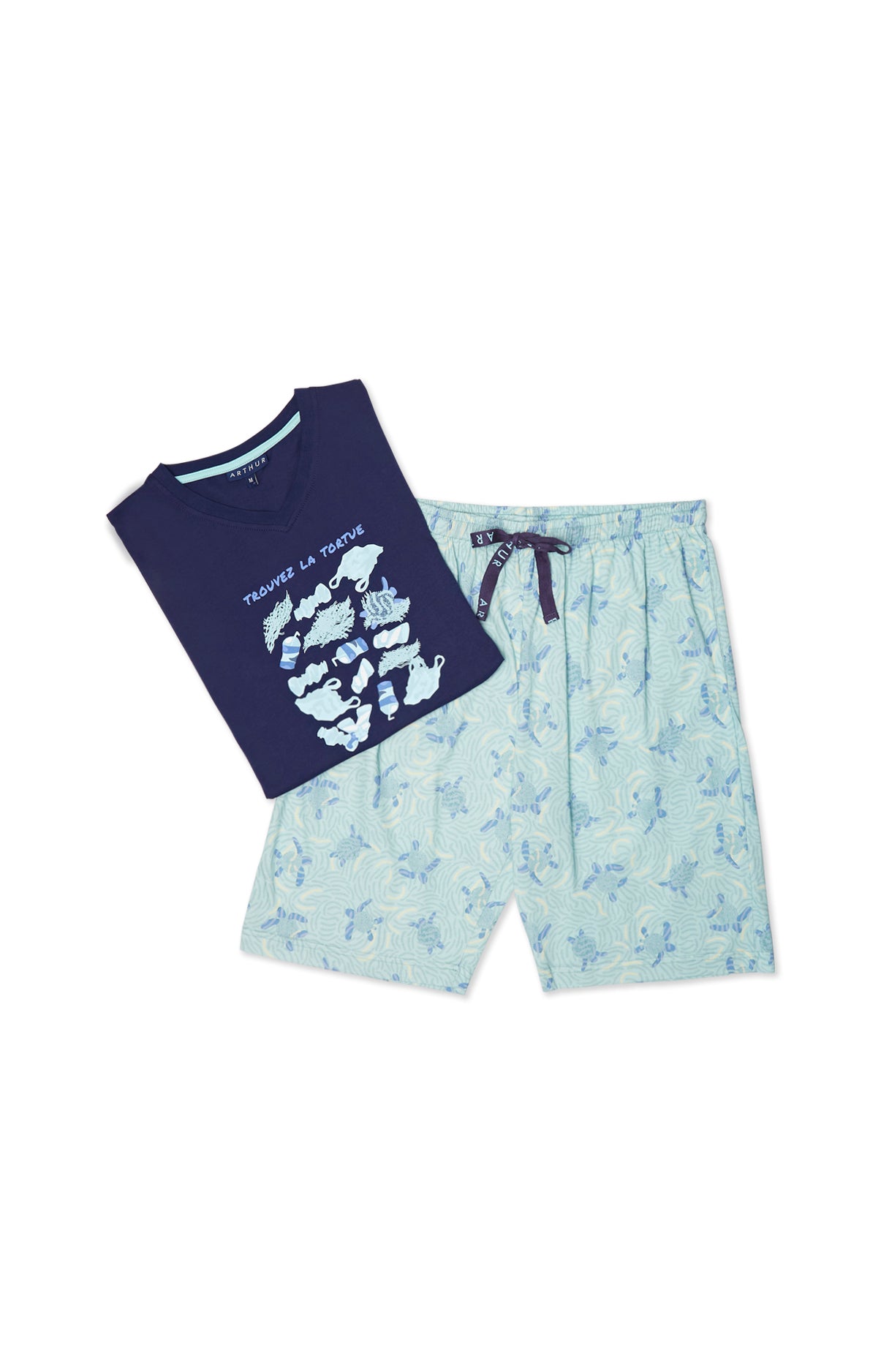 arthur-bob-pyjashort-tortue-lagon-bleu-coton-bio-court image 3