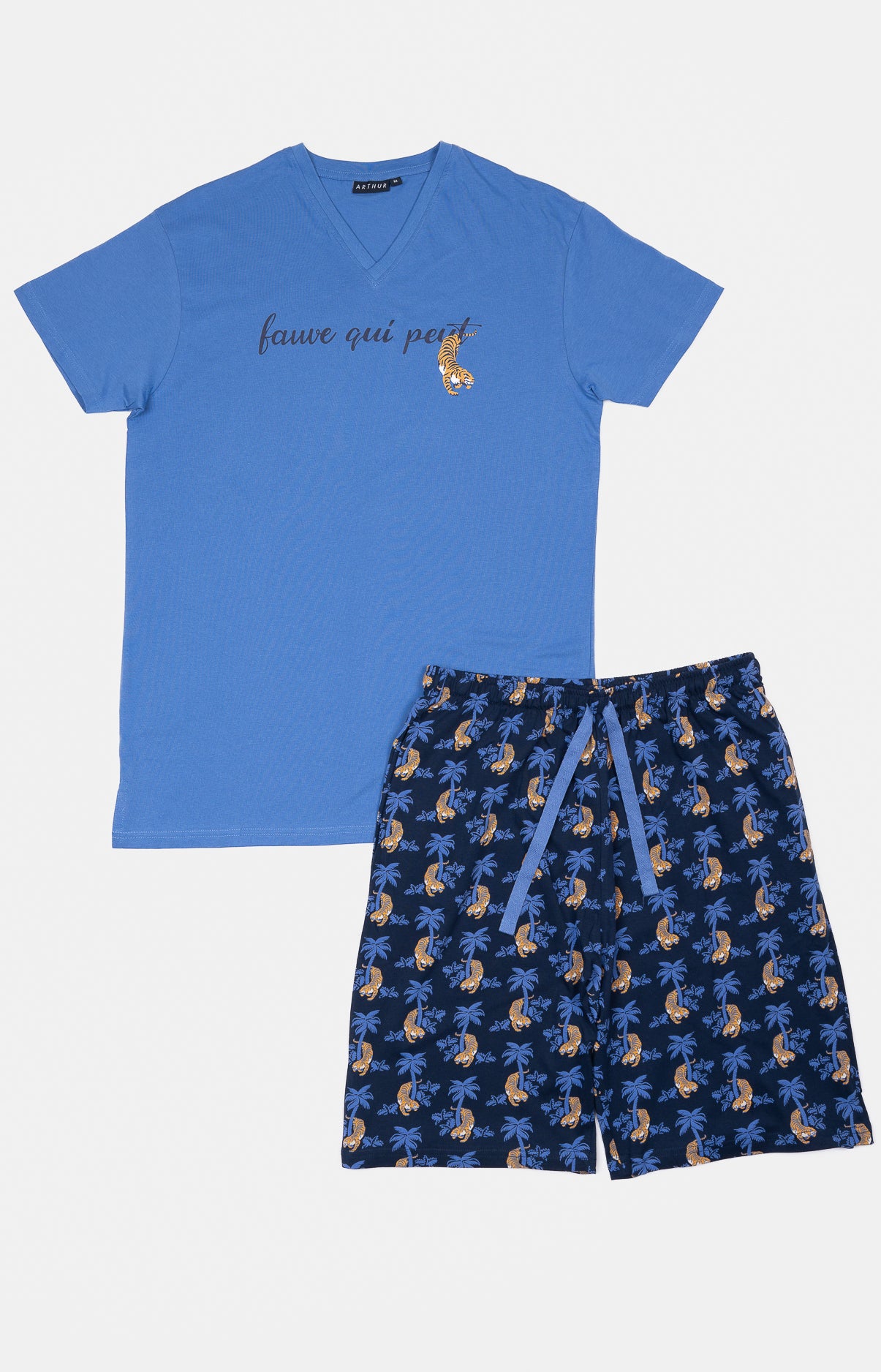 arthur-bob-tigre-pyjashort-marine-coton-manches-courtes image 3