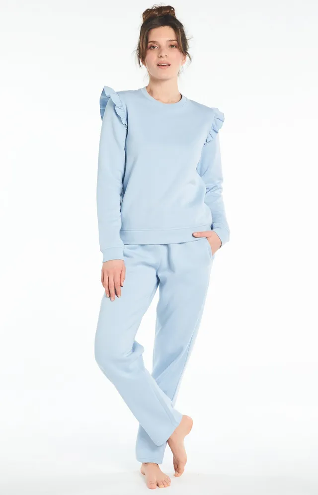 arthur-bob-pantalon-uni-coton-ciel-femme image 1