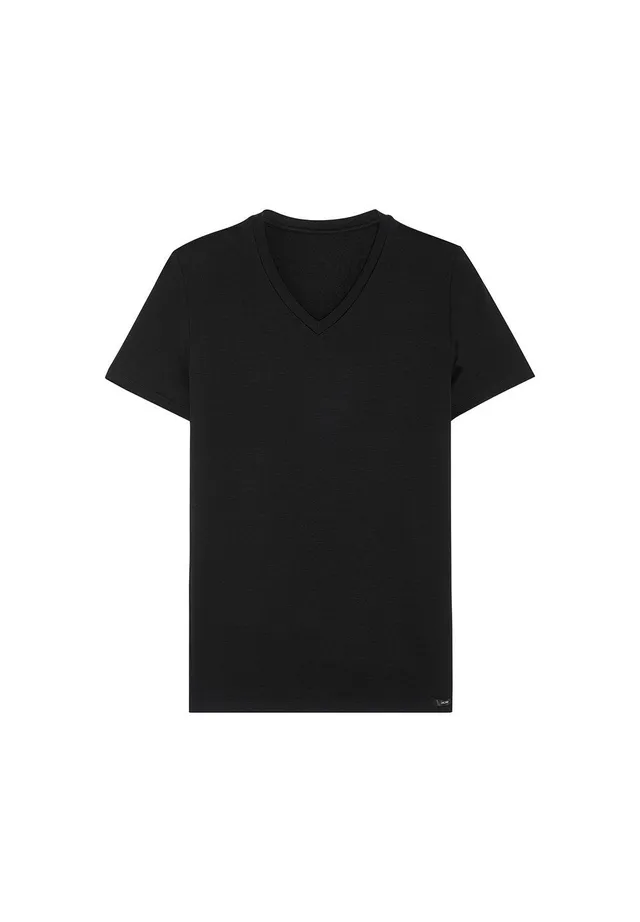 hom-tencel-soft-t-shirt-col-v-homme-noir-lyocell image 1