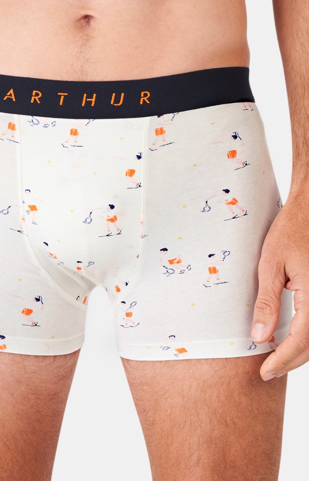 arthur-bob-boxer-tennis-orange-coton-bio-homme image 2