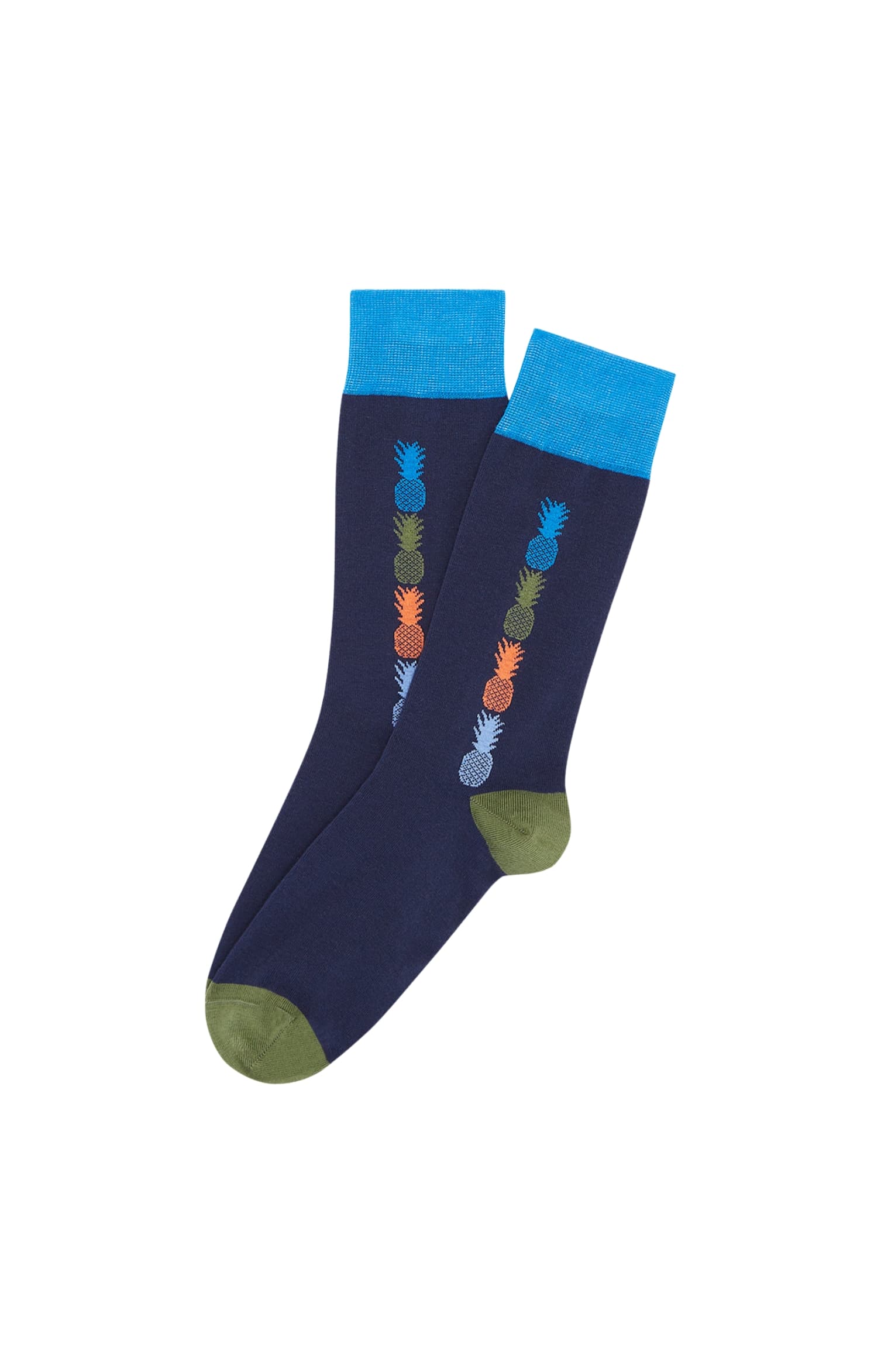 arthur-bob-chaussettes-ananas-marine-40-46-coton-bio image 1