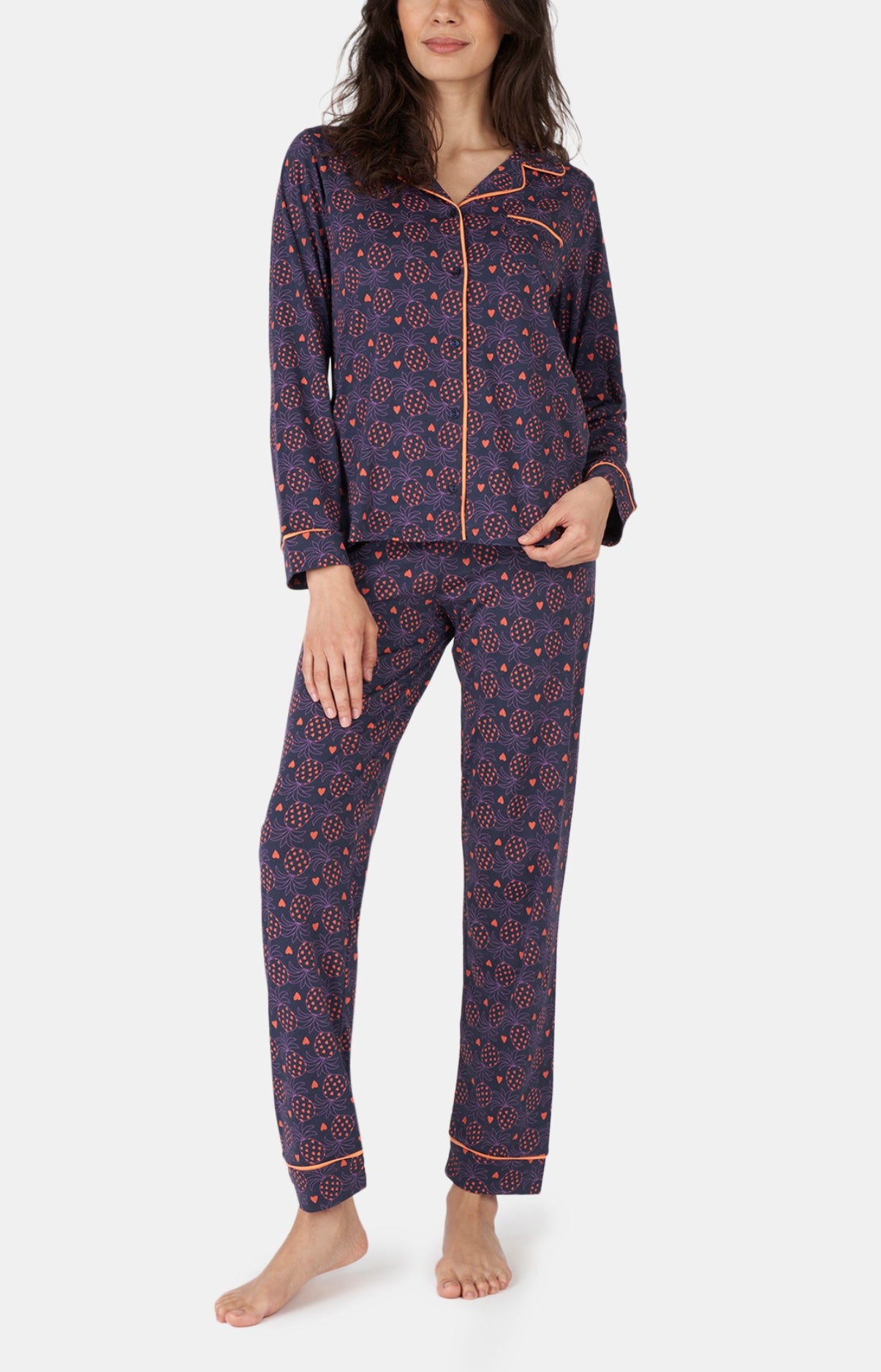 arthur-bob-pyjama-fruit-d-fendu-femme-marine-lyocell-coton image 4