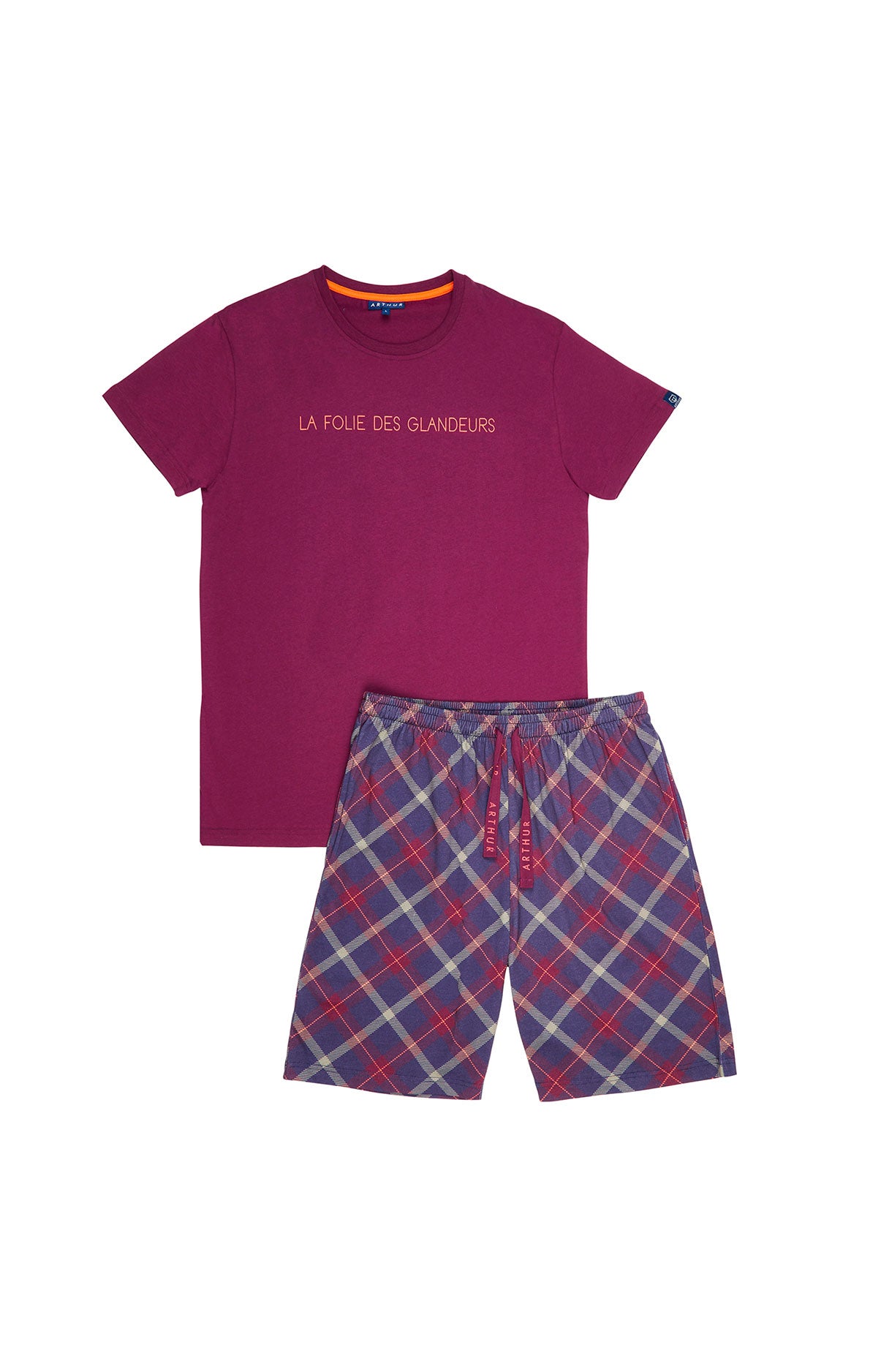 arthur-bob-tartan-folie-pyjashort-homme-marine-coton-bio image 3