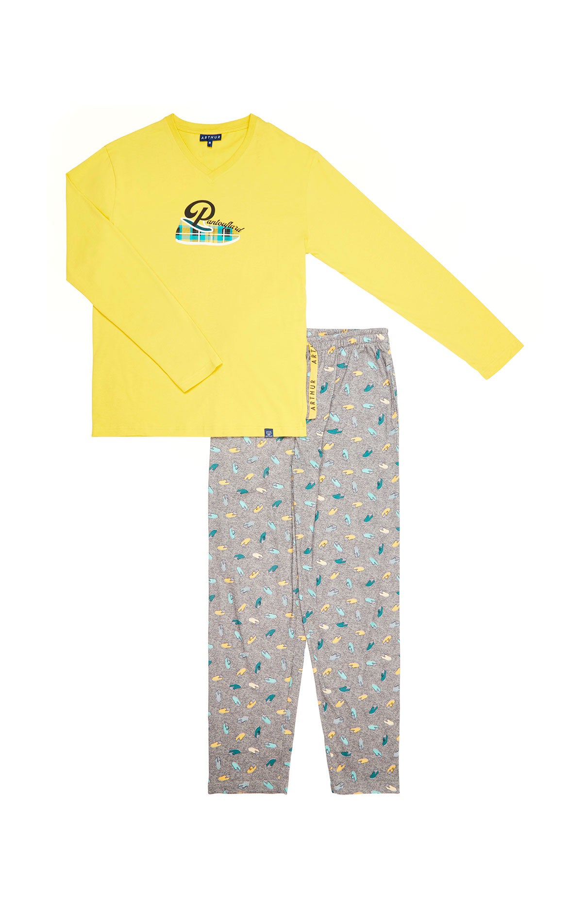 arthur-pantouflard-pyjama-homme-jaune-coton-bio image 3