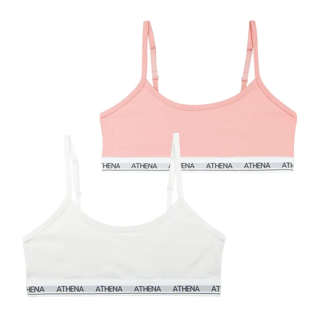 athena-douceur-coton-brassi-re-fille-x2-blanc-rose-8-ans image 1