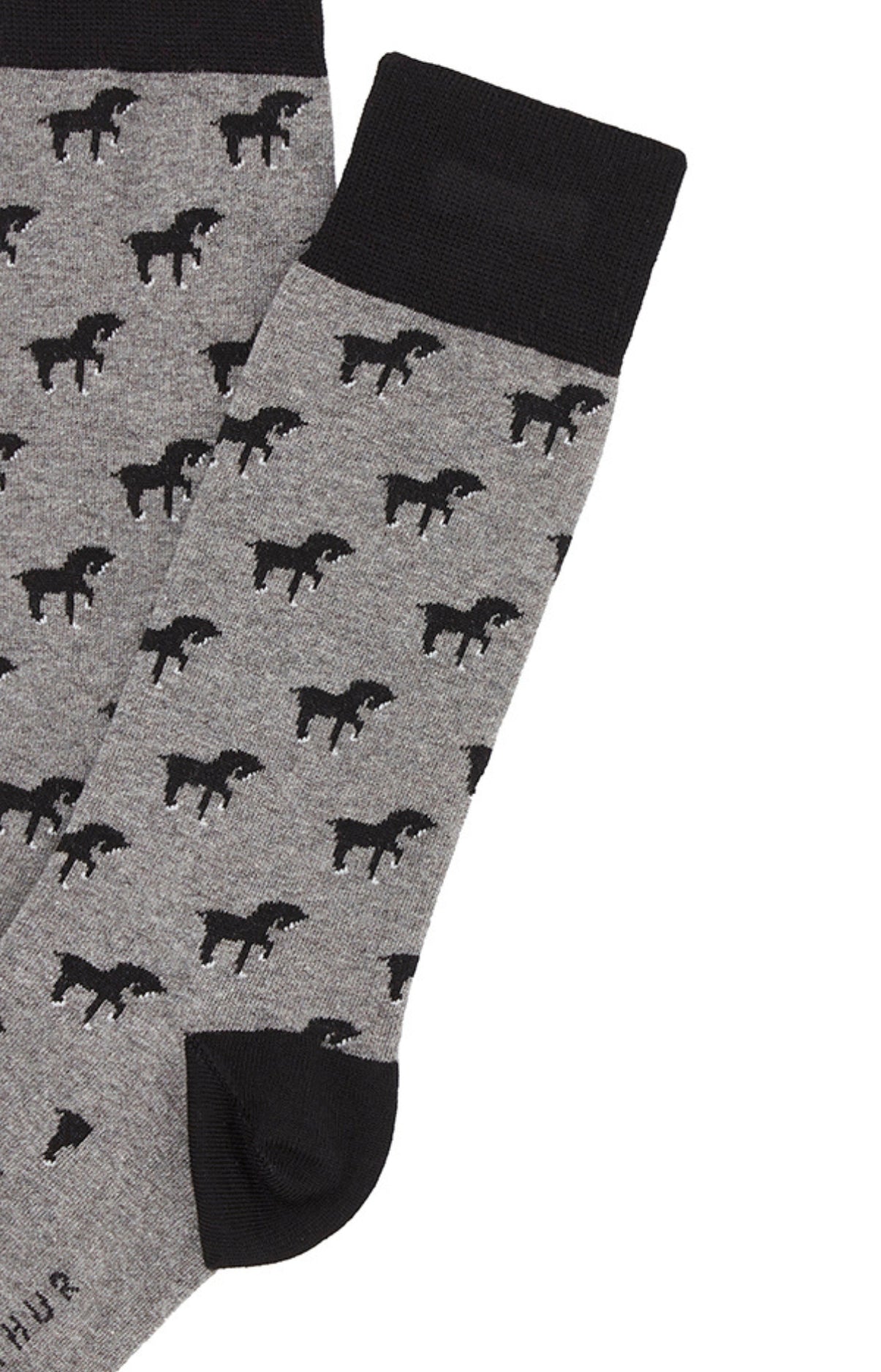 arthur-bob-petits-chevaux-chaussettes-homme-gris-coton-bio image 2