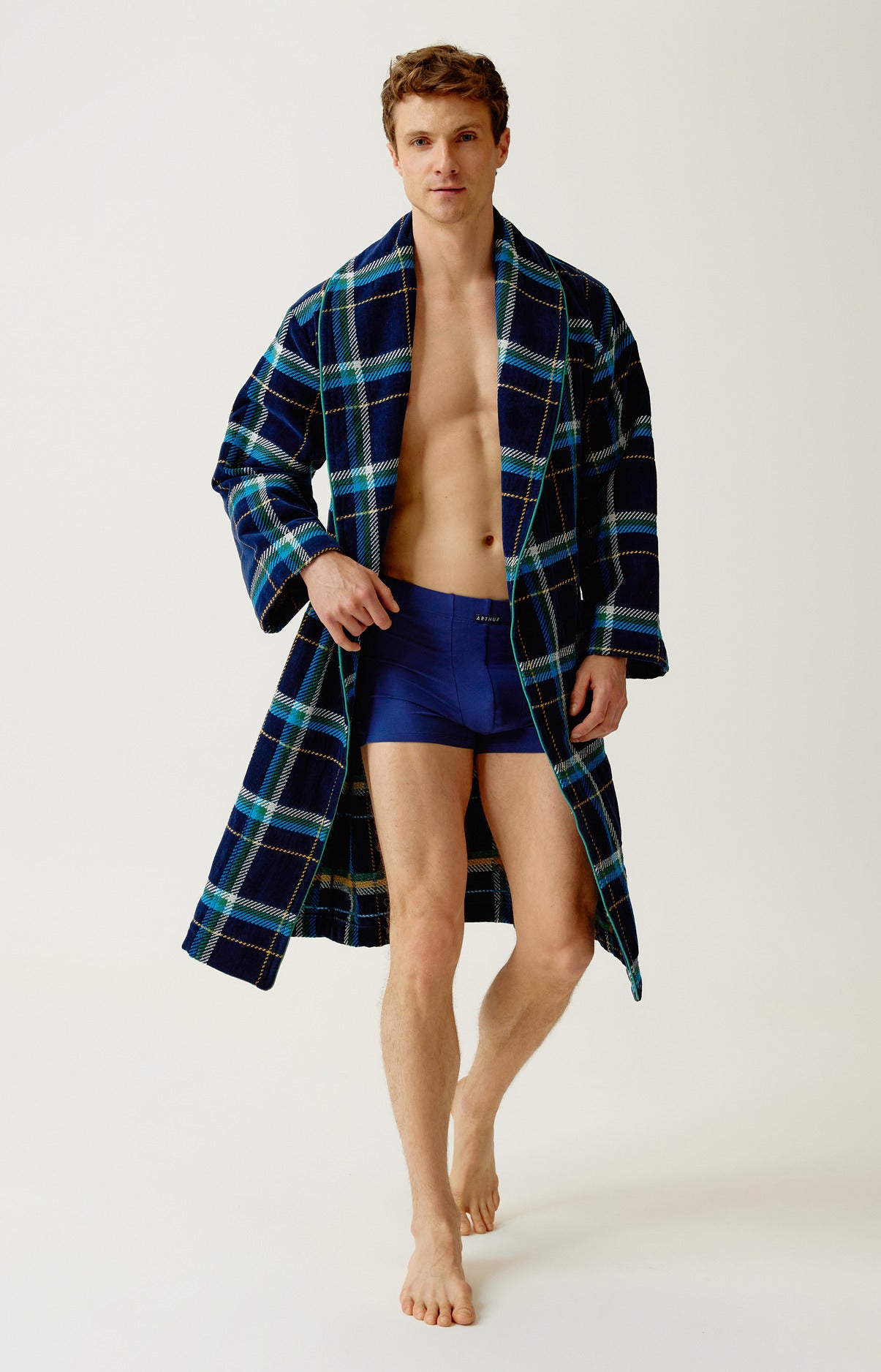 arthur-bob-peignoir-mark-velours-coton-marine-homme image 4
