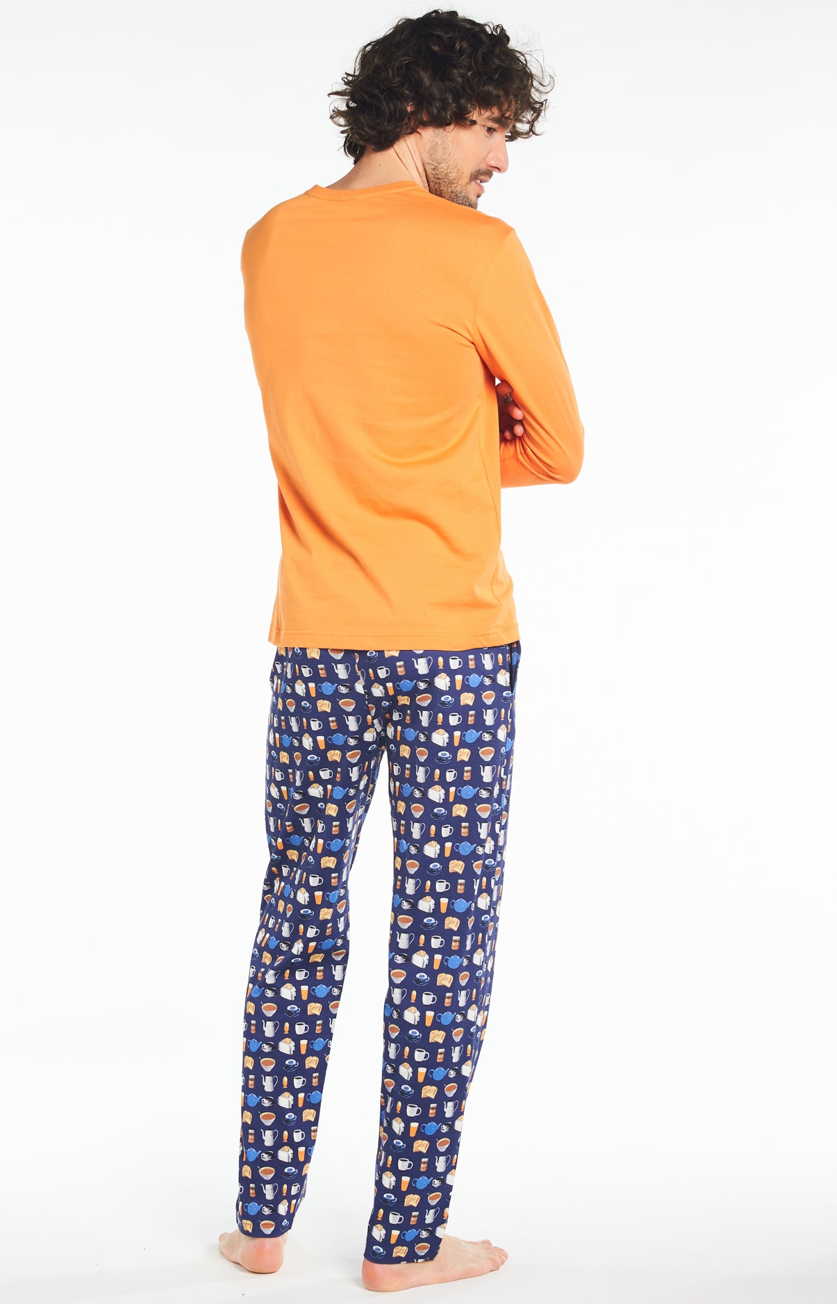 arthur-bob-orange-pyjama-homme-marine-coton-bio-long image 4