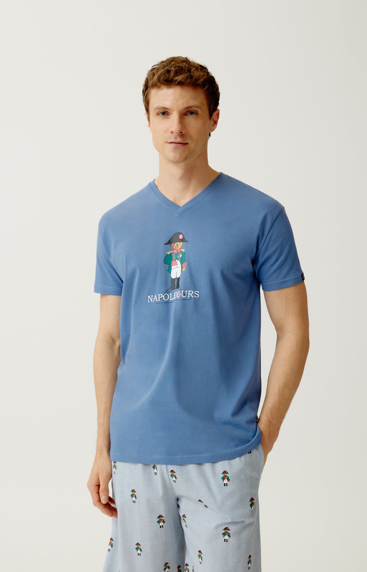 arthur-bob-pyjashort-napol-ours-bleu-coton-bio-homme image 7