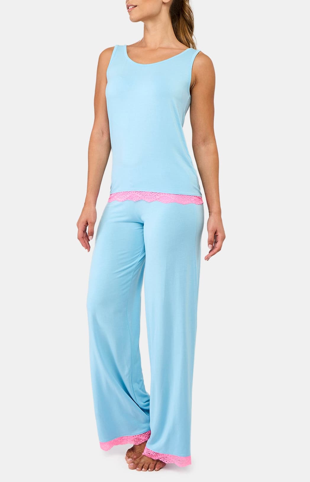 arthur-bob-pantalon-modal-turquoise-doux-lagon-femme image 2