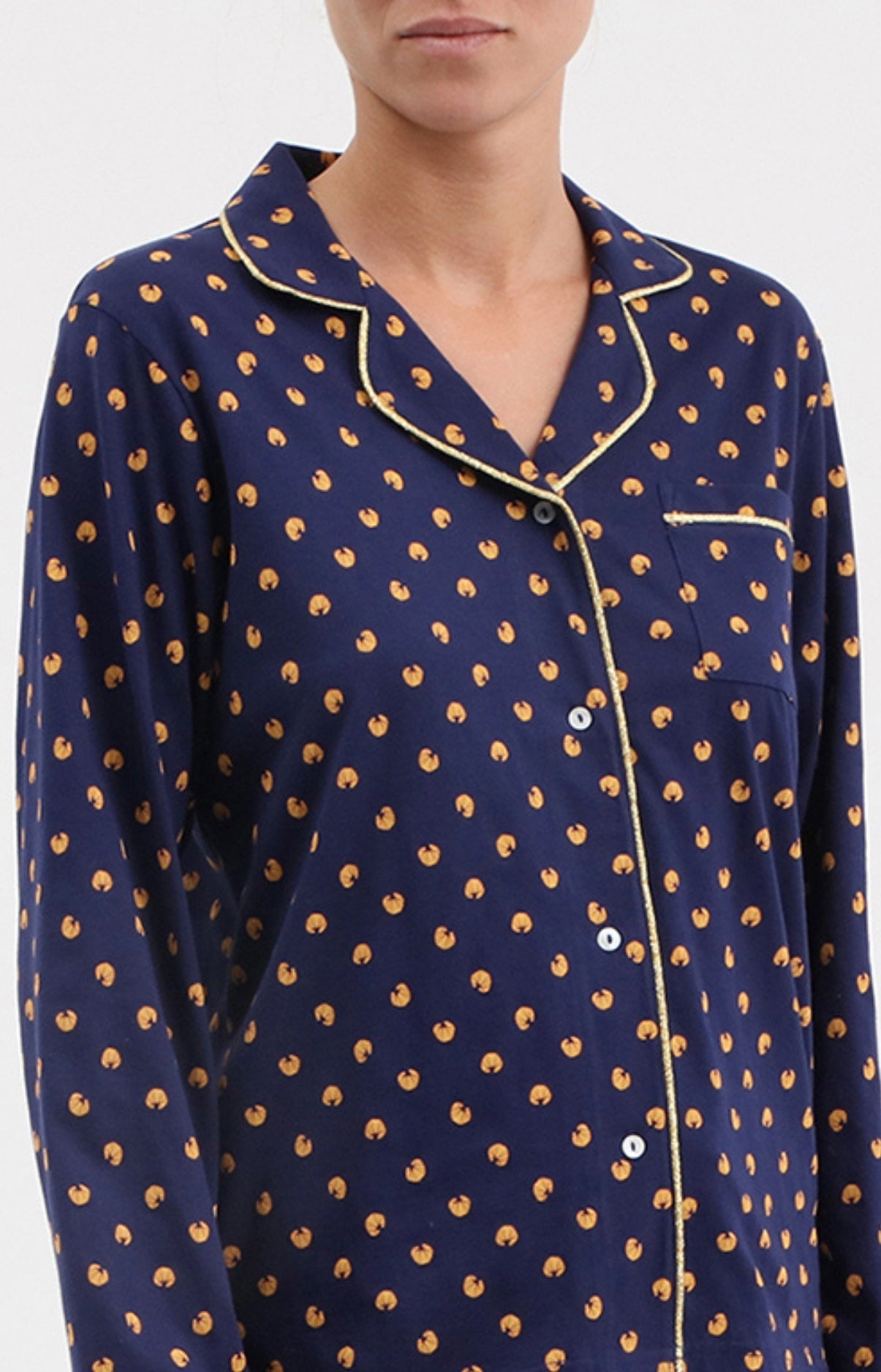 arthur-bob-croissant-pyjama-boutonn-femme-marine-coton image 2