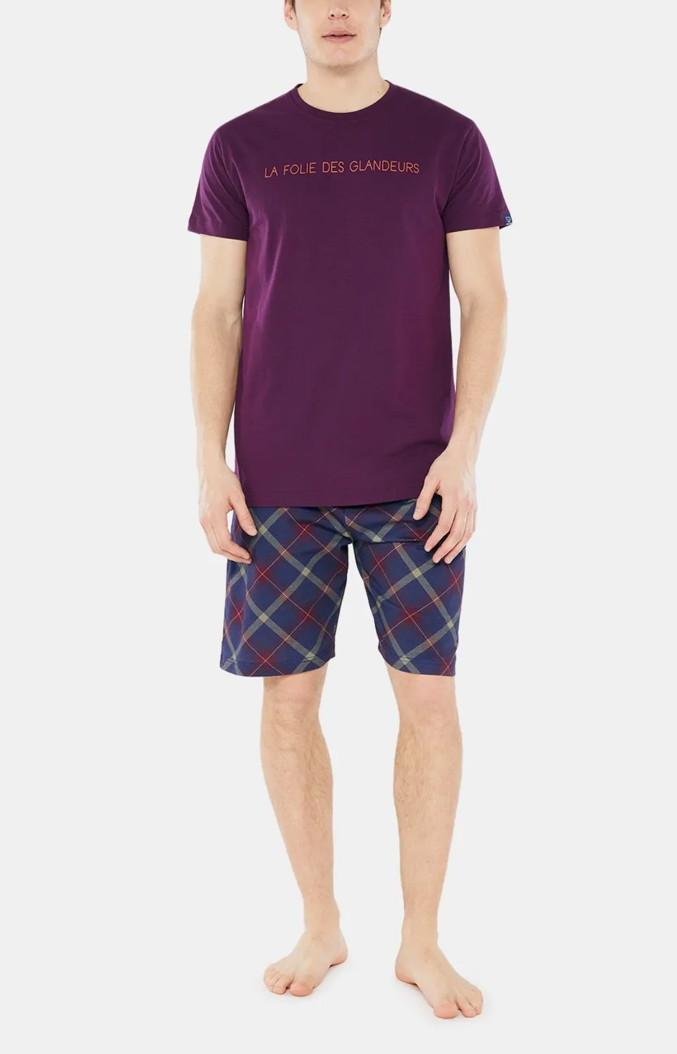 arthur-bob-tartan-folie-pyjashort-homme-marine-coton-bio image 1