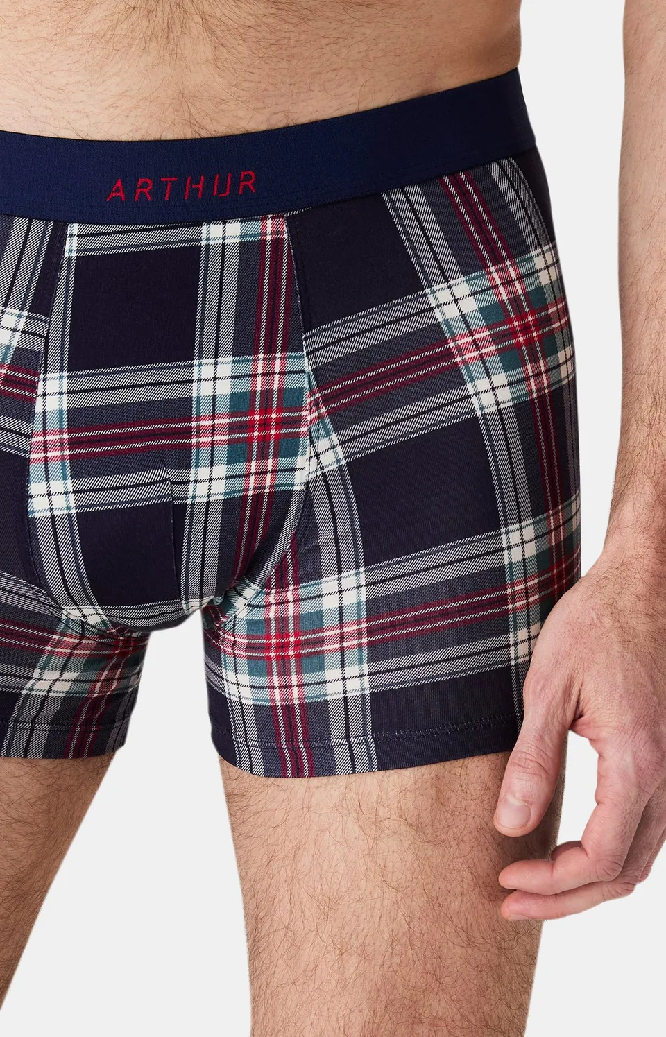 arthur-bob-boxer-logan-carreaux-marine-coton-bio-homme image 1