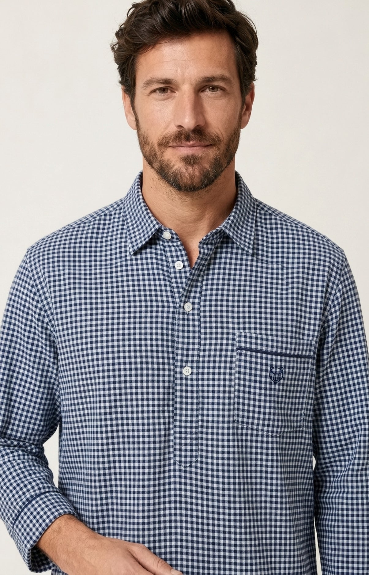 arthur-bob-elie-chemise-de-nuit-flanelle-marine-carreaux image 2