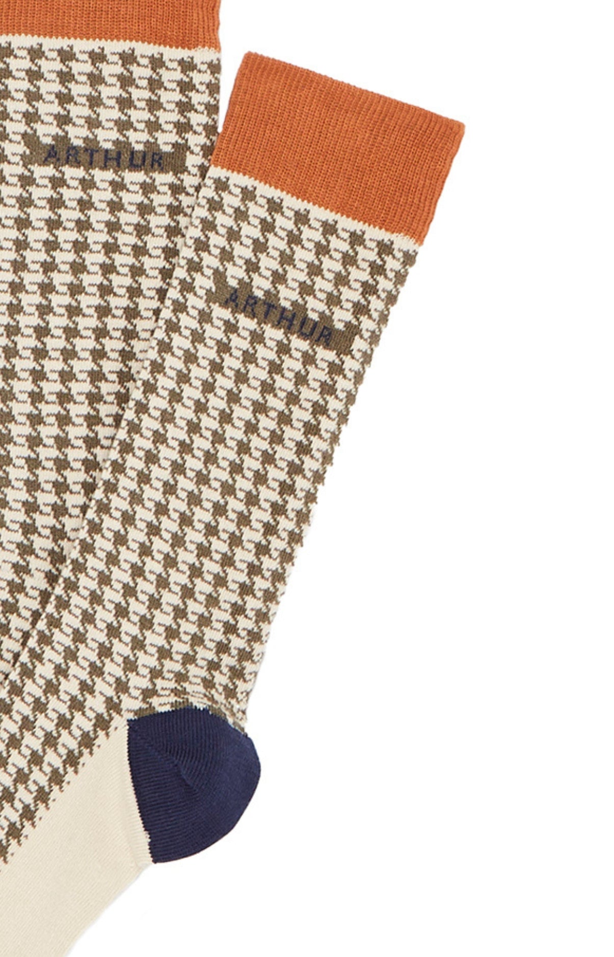 arthur-bob-pied-de-poule-chaussettes-coton-kaki-40-46 image 2