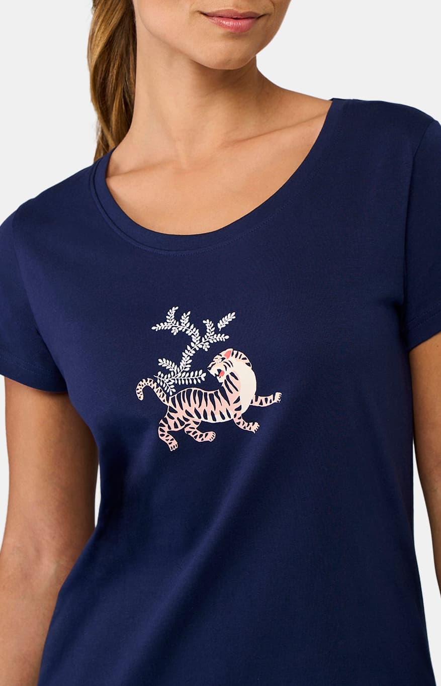 arthur-bob-tigre-chemise-de-nuit-femme-coton-marine image 2