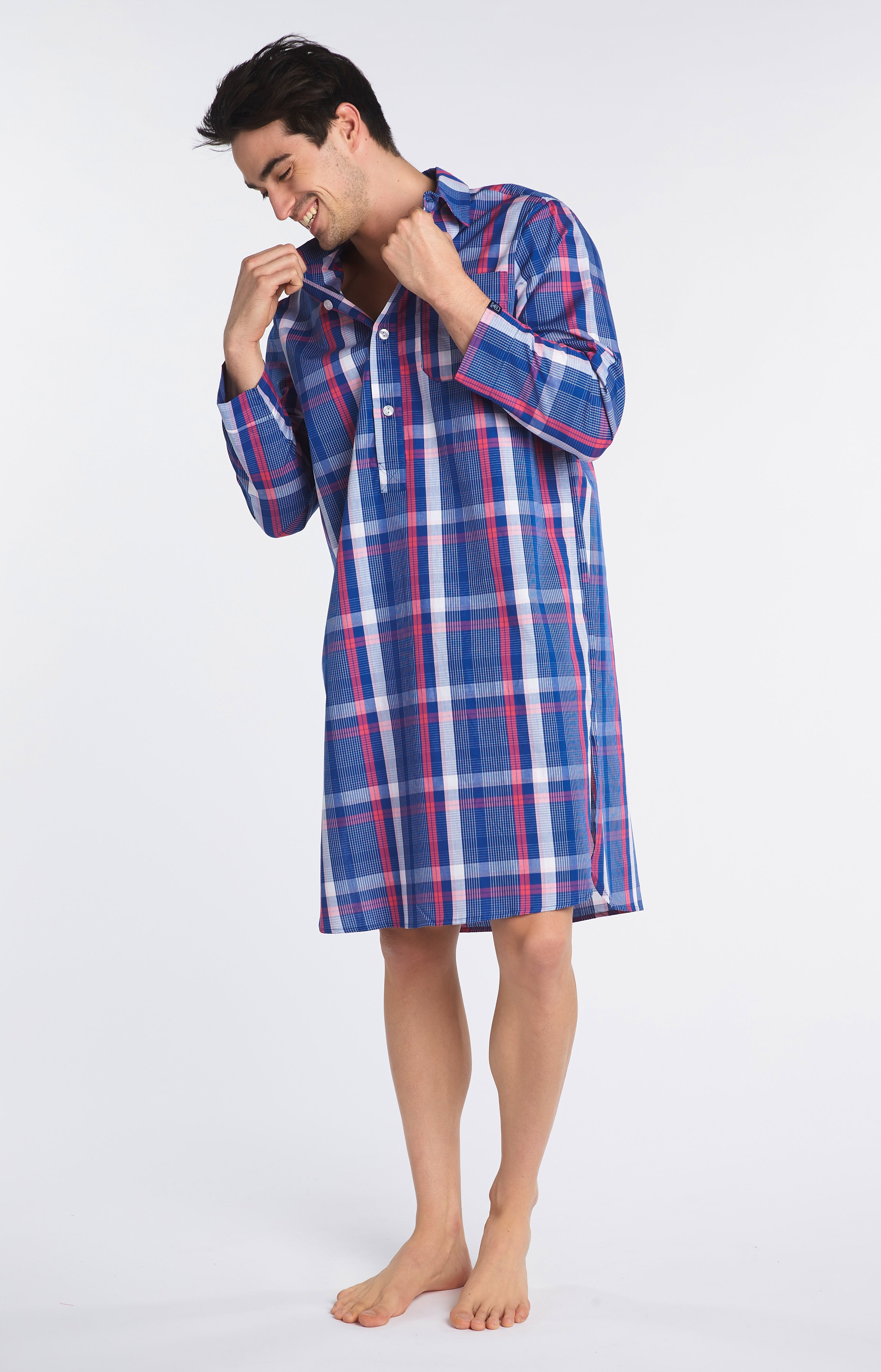 arthur-bob-chemise-op-ra-chemise-de-nuit-marine-tartan-bio image 4