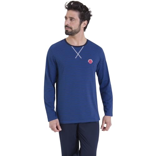 athena-easy-coton-pyjama-long-homme-rayures-bleues-taille-m-coton image 7