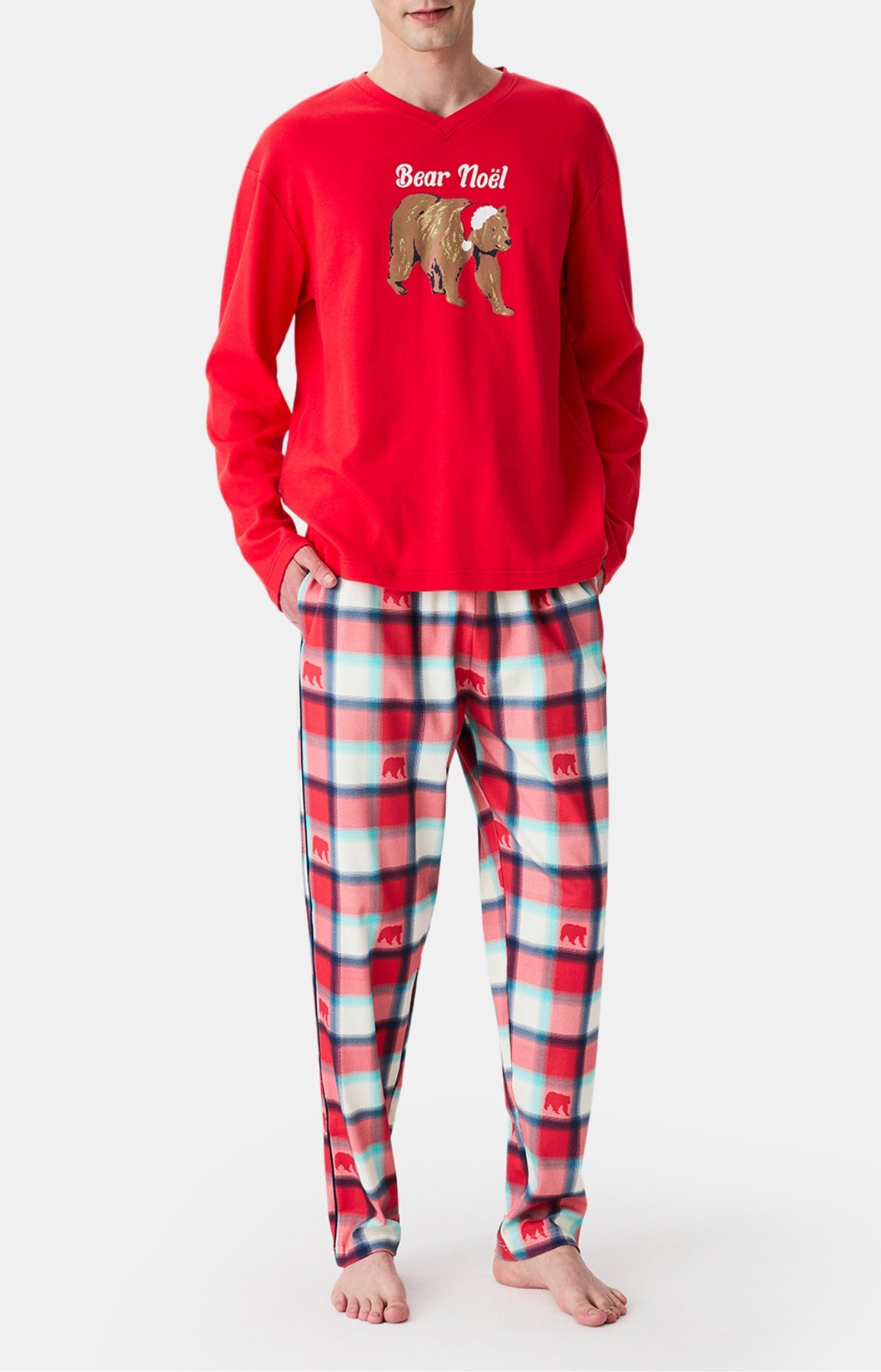 arthur-bob-bear-no-l-pyjama-homme-coton-bio-rouge image 1