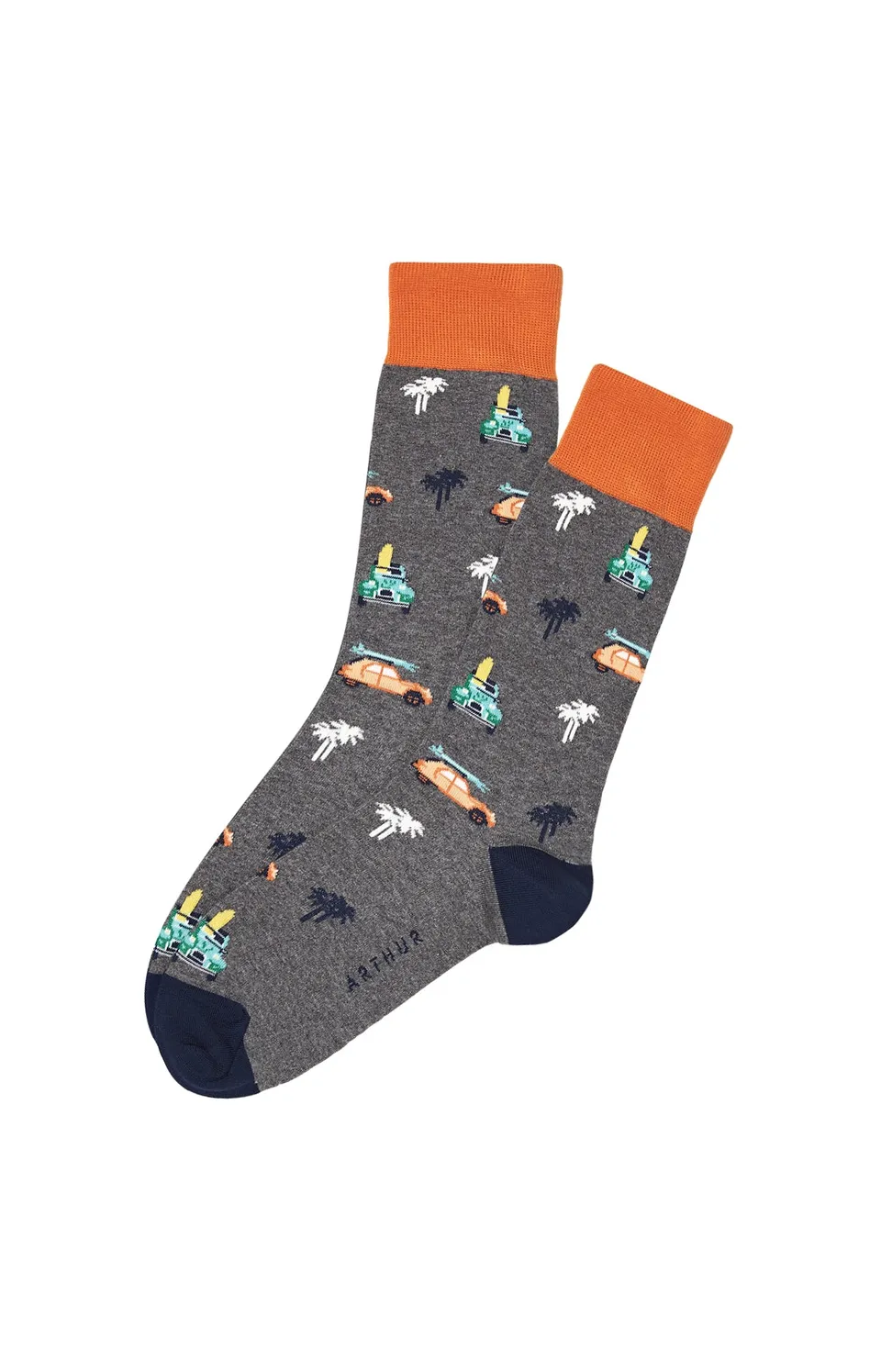 arthur-bob-chaussettes-2cv-gris-coton-mi-hautes image 1