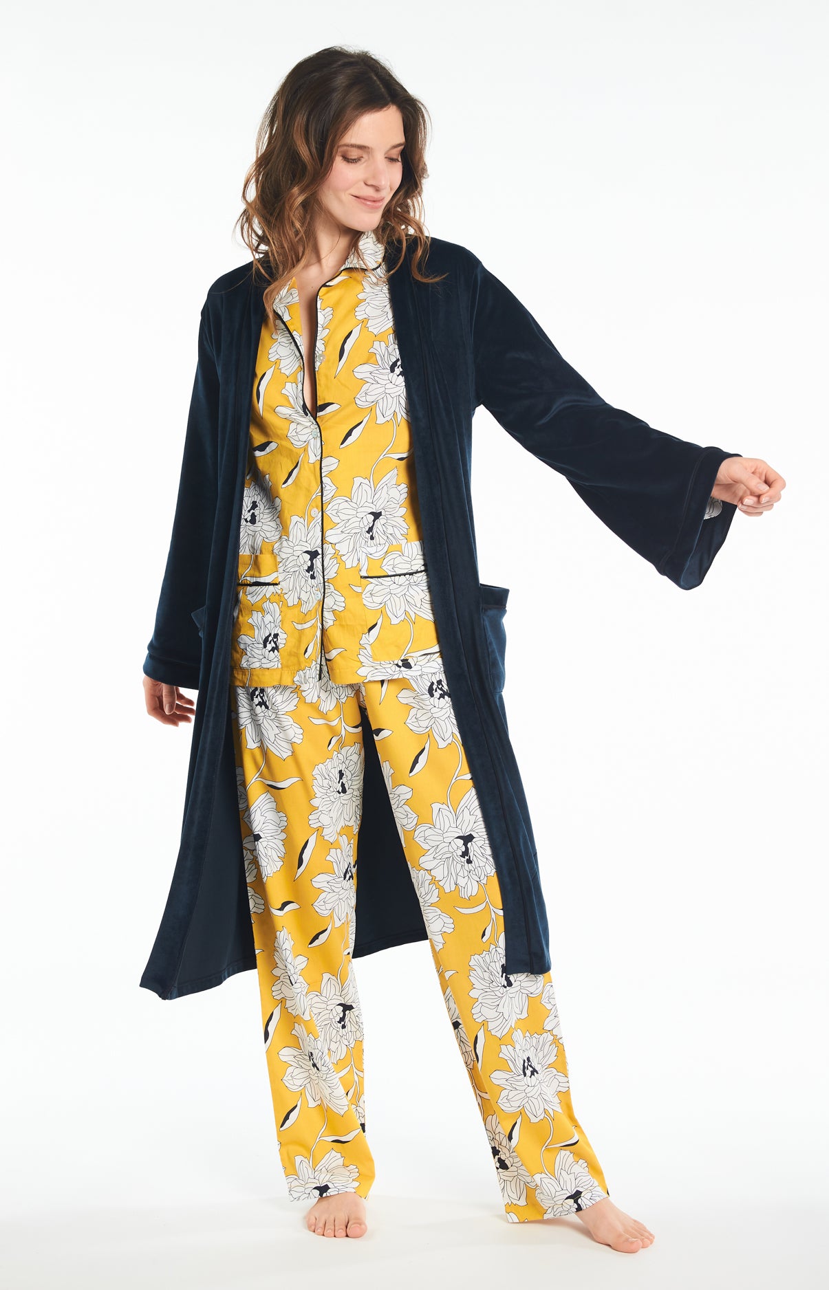 arthur-bob-peignoir-uni-peignoir-femme-nuit-bleu-classique image 1