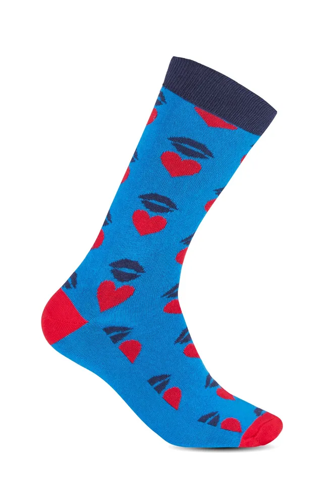 arthur-bob-chaussettes-bisous-coton-homme-bleu-roi-39-45 image 1