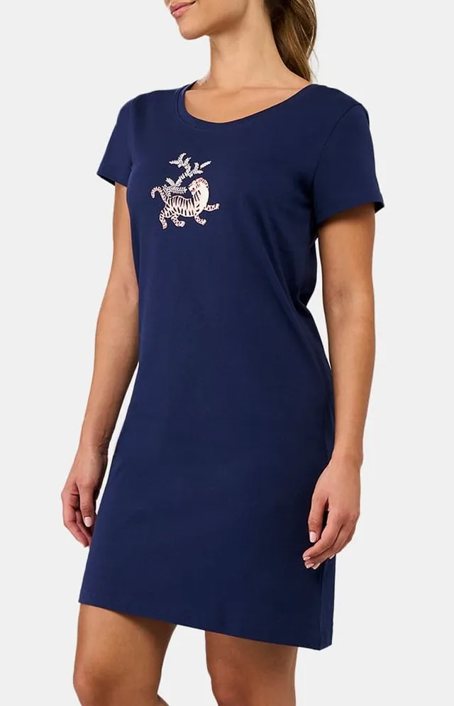 arthur-bob-tigre-chemise-de-nuit-femme-coton-marine image 1