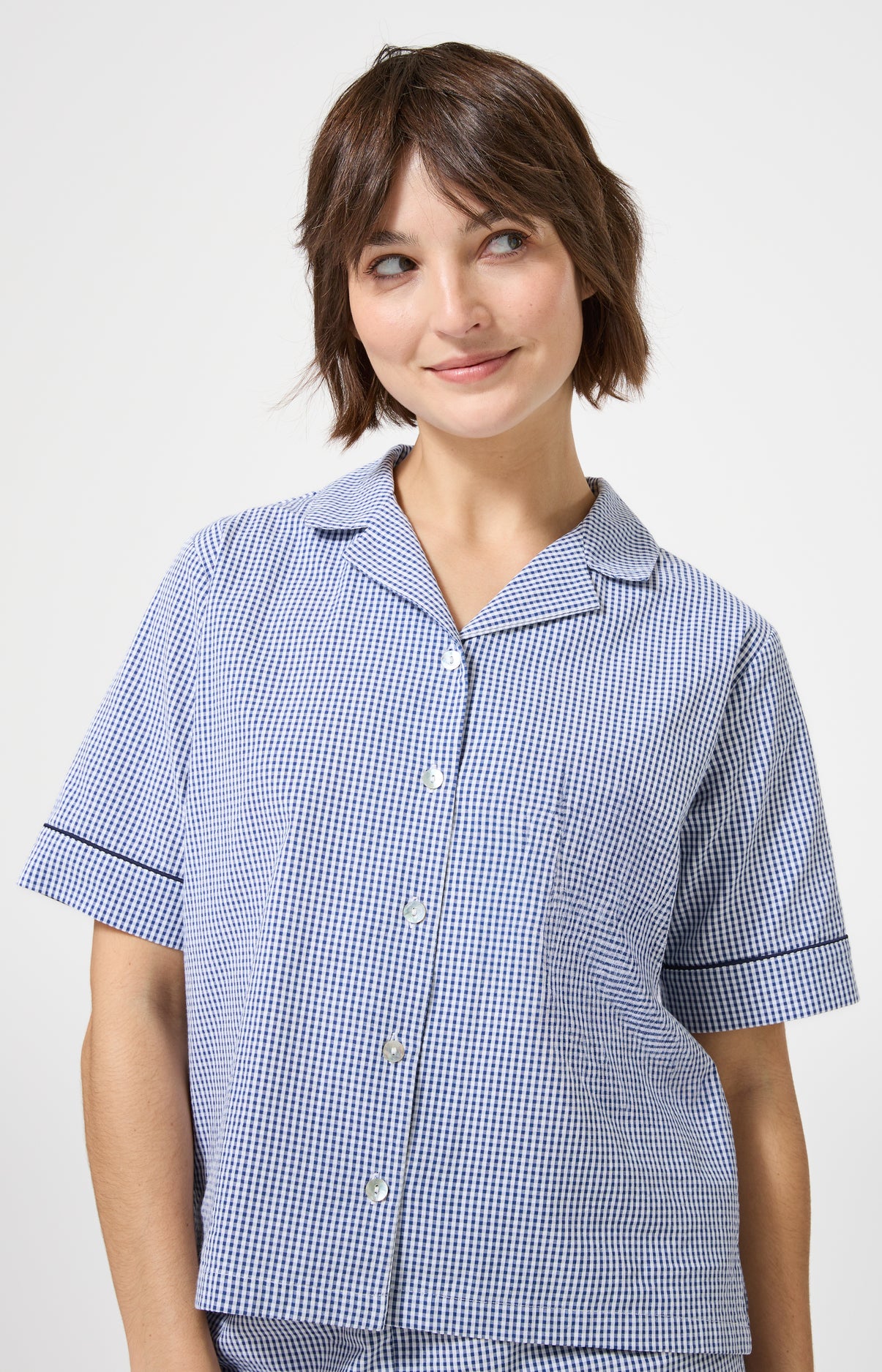 arthur-vera-pyjashort-femme-marine-vichy-popeline image 4