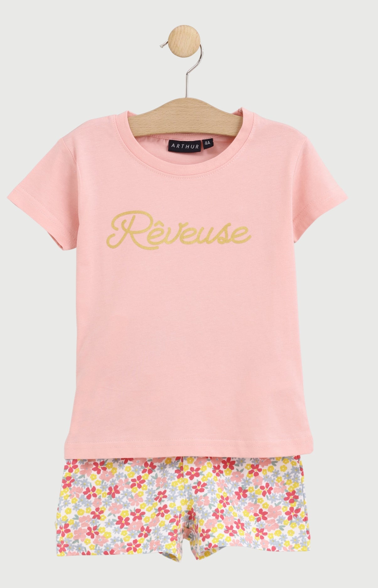 arthur-bob-r-veuse-pyjama-court-enfant-rose-coton image 1