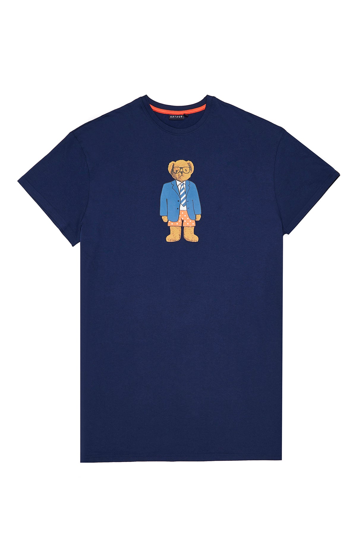 arthur-bob-teddy-chemise-de-nuit-homme-marine-coton-bio image 3