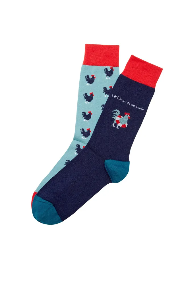 arthur-bob-les-associ-es-coq-chaussettes-bleu-coton-bio image 1
