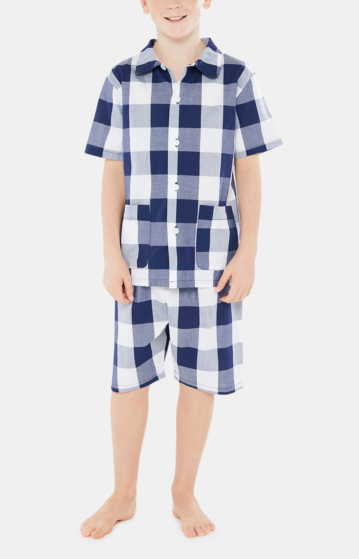 arthur-bob-pyjashort-big-vichy-coton-bio-enfant-marine image 1