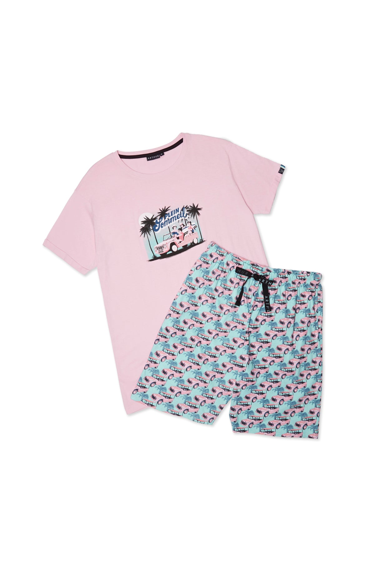 arthur-bob-mehari-pyjashort-coton-bio-homme-rose image 3