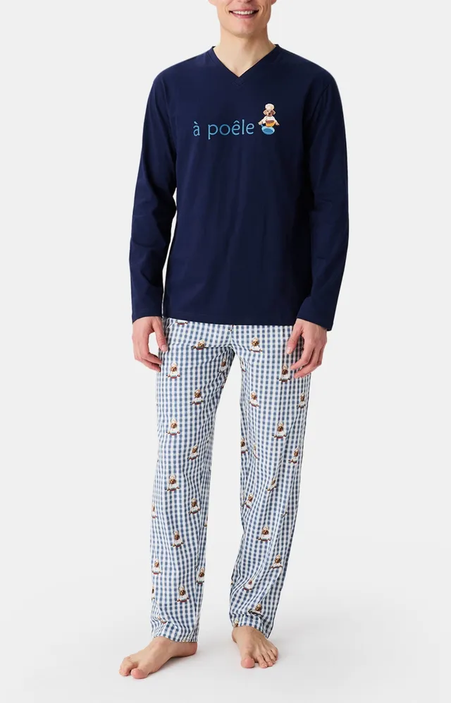 arthur-bob-pyjama-a-po-le-gris-jersey-coton-bio-homme image 1