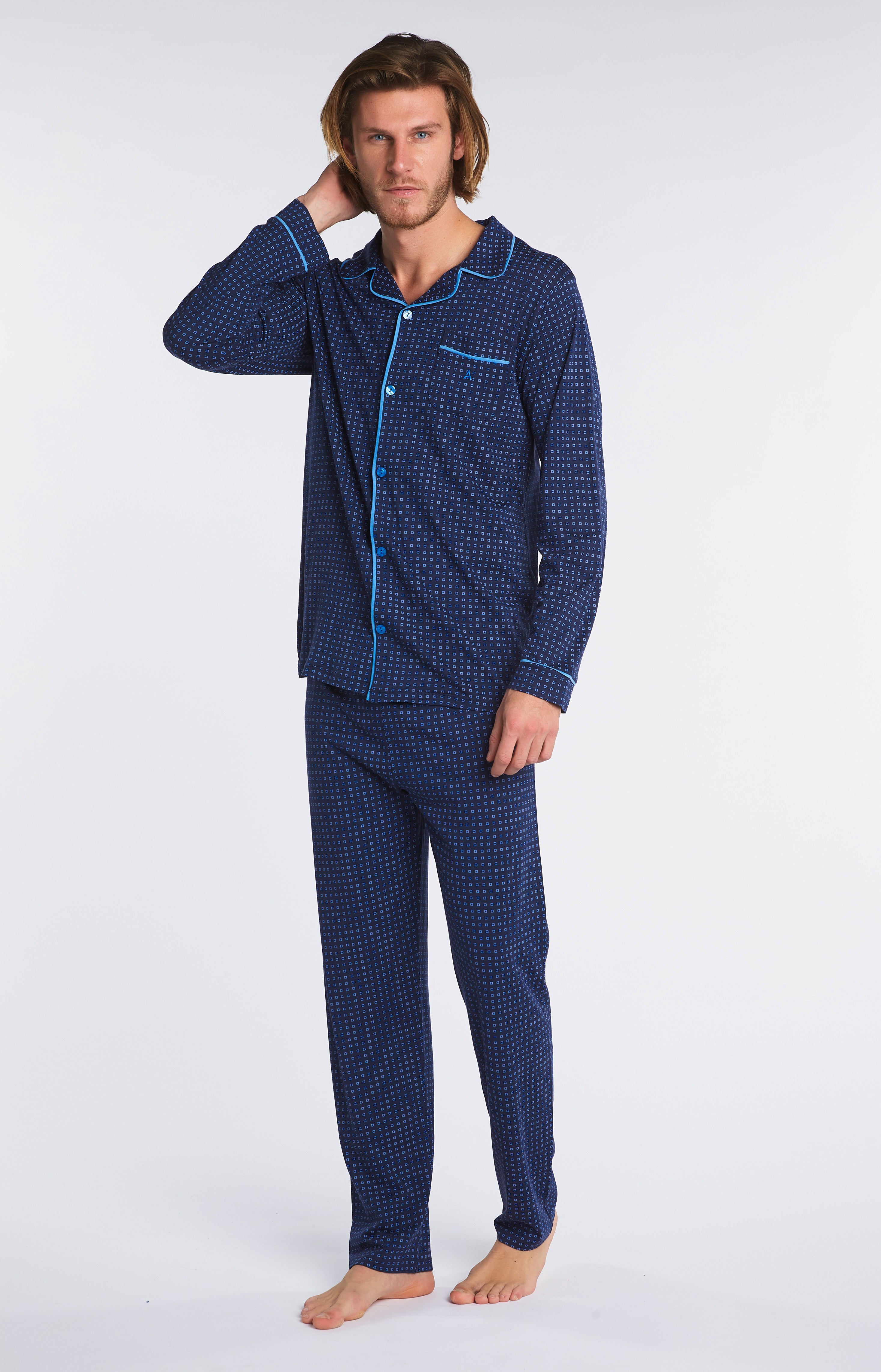 arthur-bob-pyjama-long-carreaux-marine-coton-homme image 5