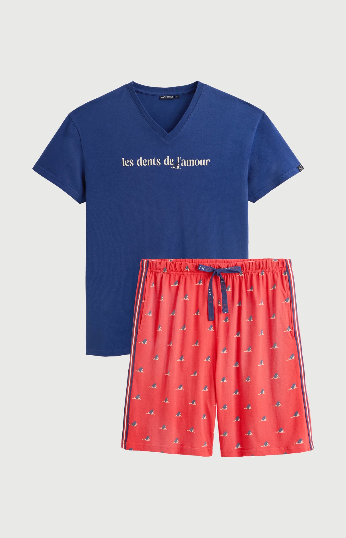 arthur-bob-pyjashort-dents-de-l-amour-rouge-coton-bio image 3