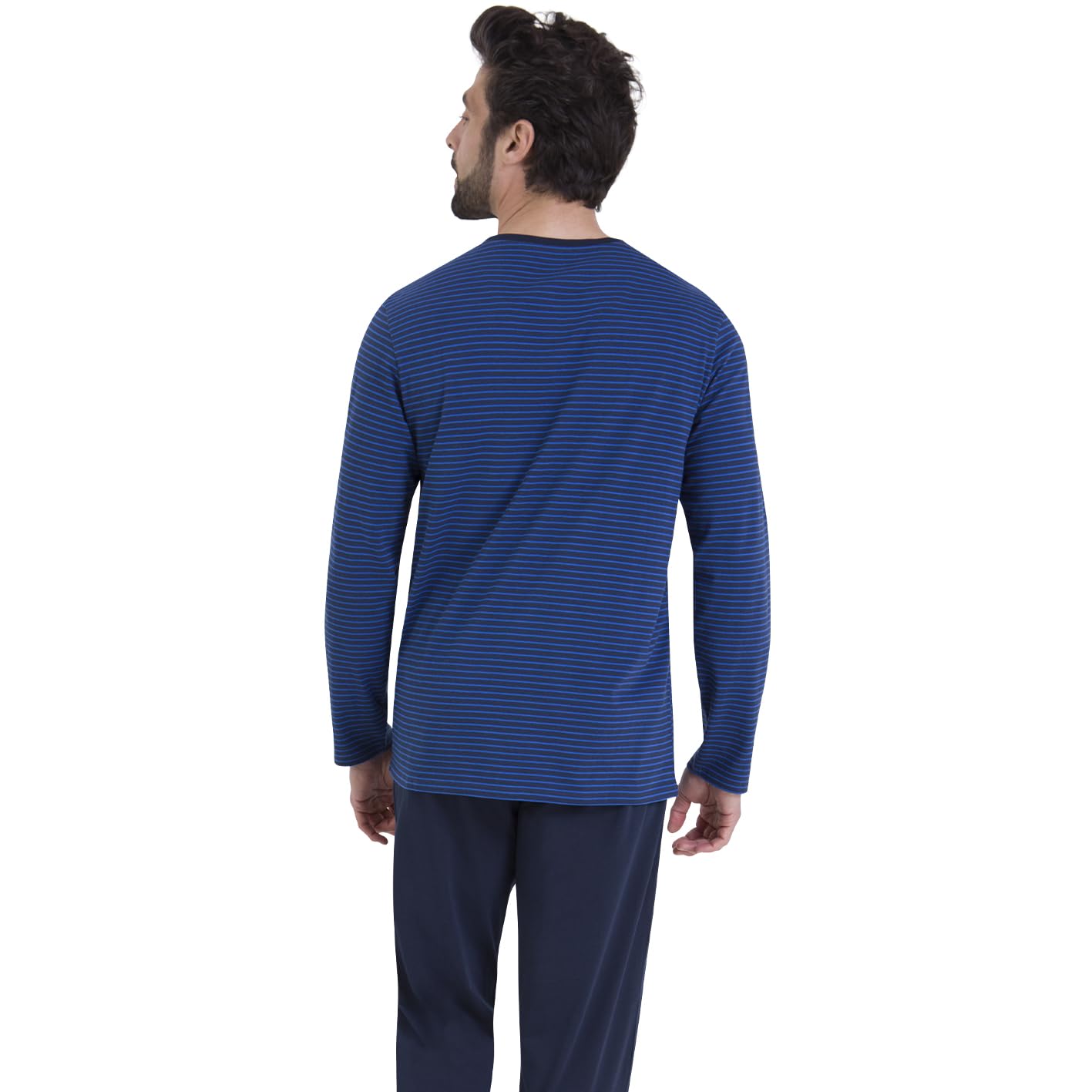 athena-easy-coton-pyjama-long-homme-rayures-bleues-taille-m-coton image 3