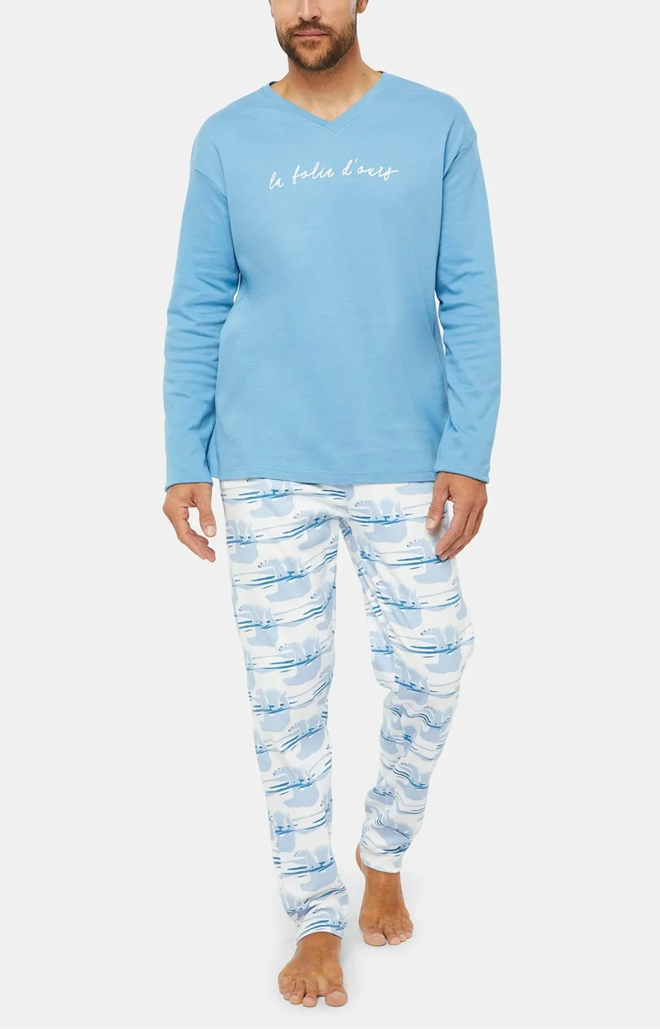 arthur-bob-la-folie-d-ours-pyjama-homme-ivoire-jersey image 1