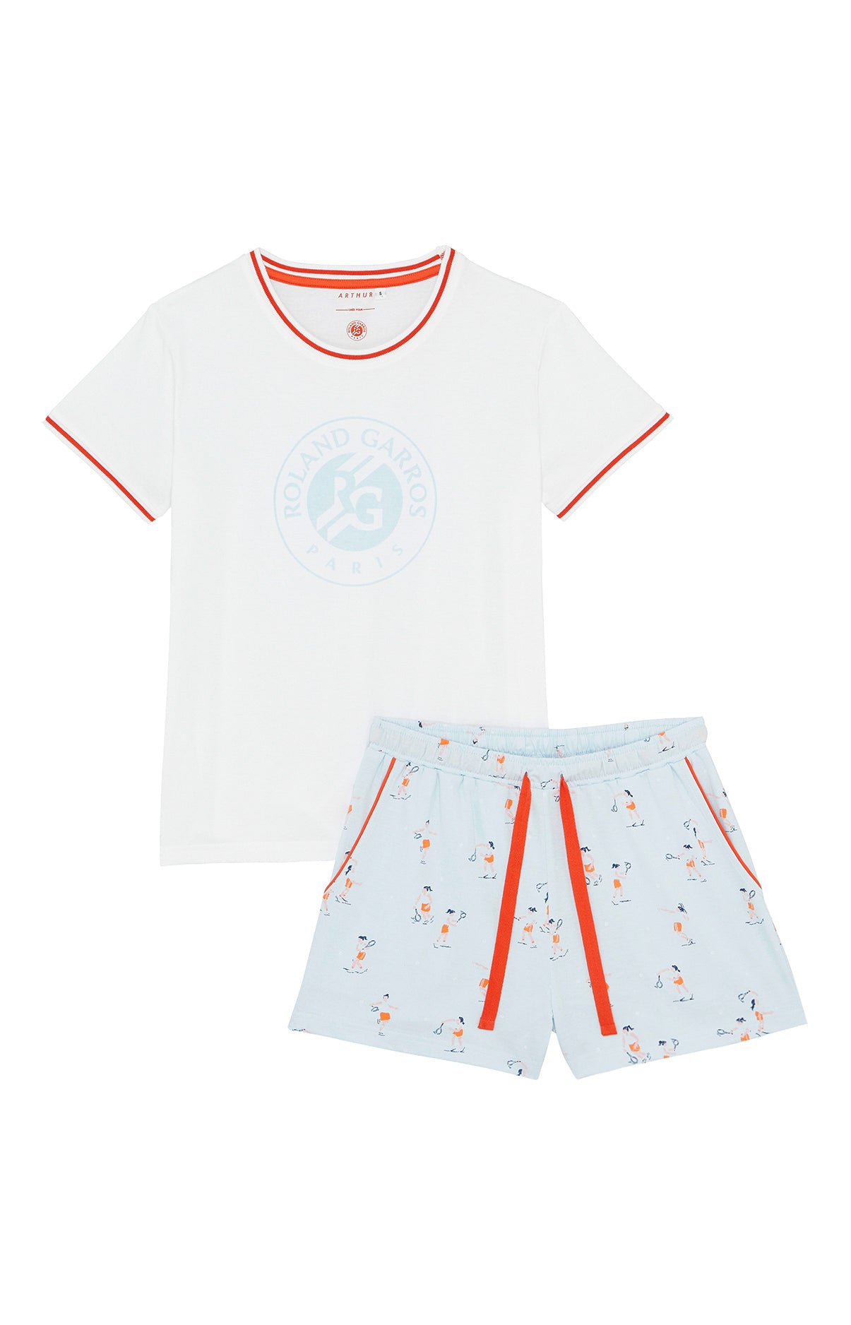arthur-bob-pyjashort-femme-roland-garros-blanc-coton-bio image 3