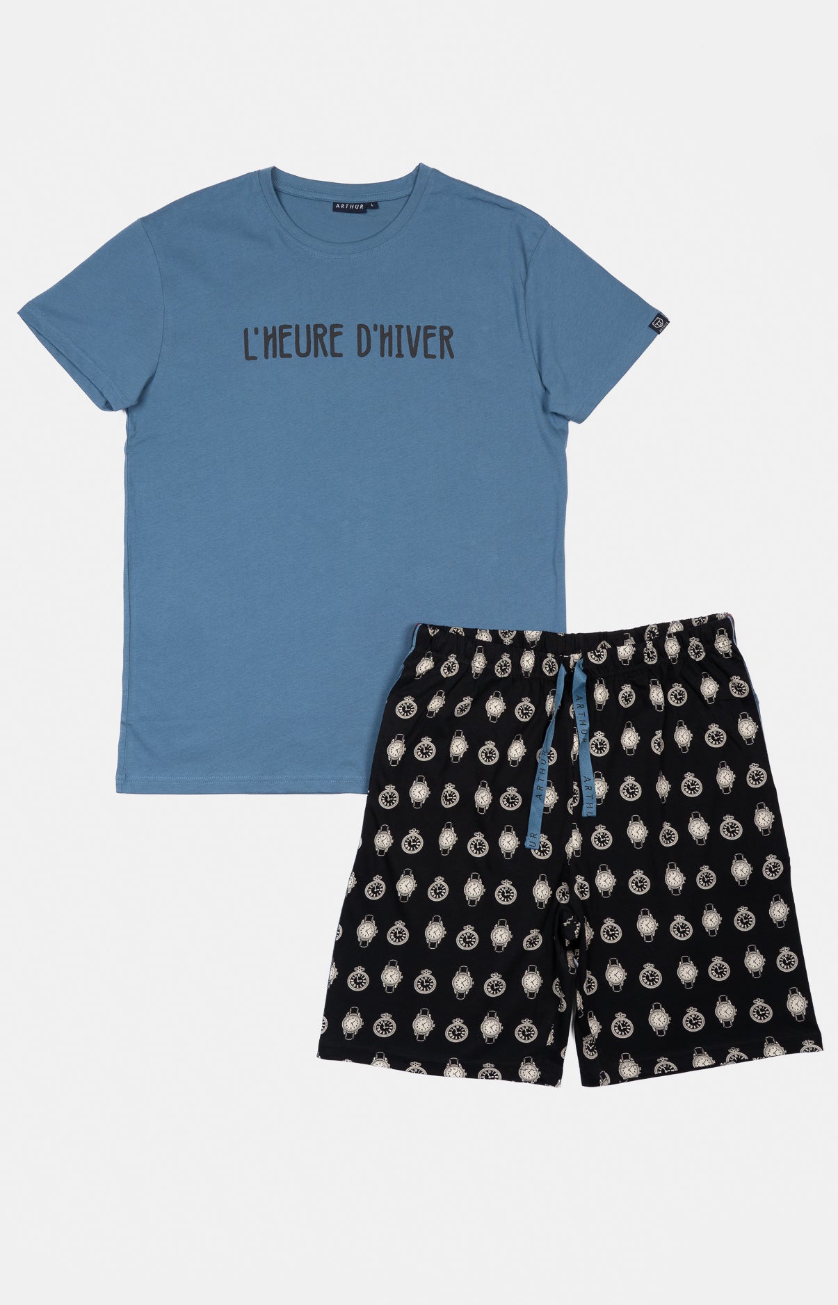 arthur-bob-a-l-heure-pyjashort-homme-noir-coton-bio image 3