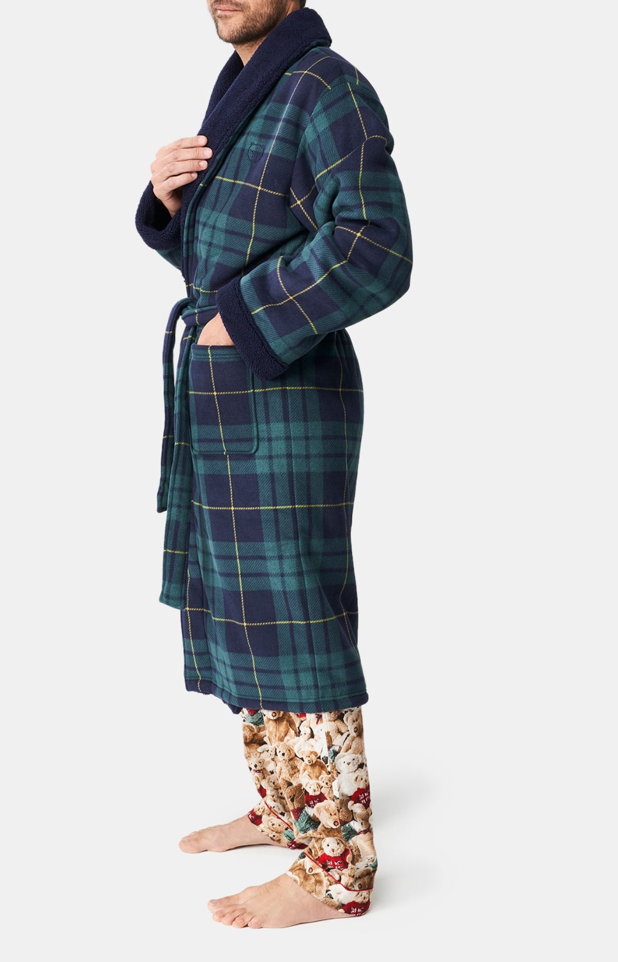 arthur-bob-robe-de-chambre-polaire-homme-vert-cossais image 5