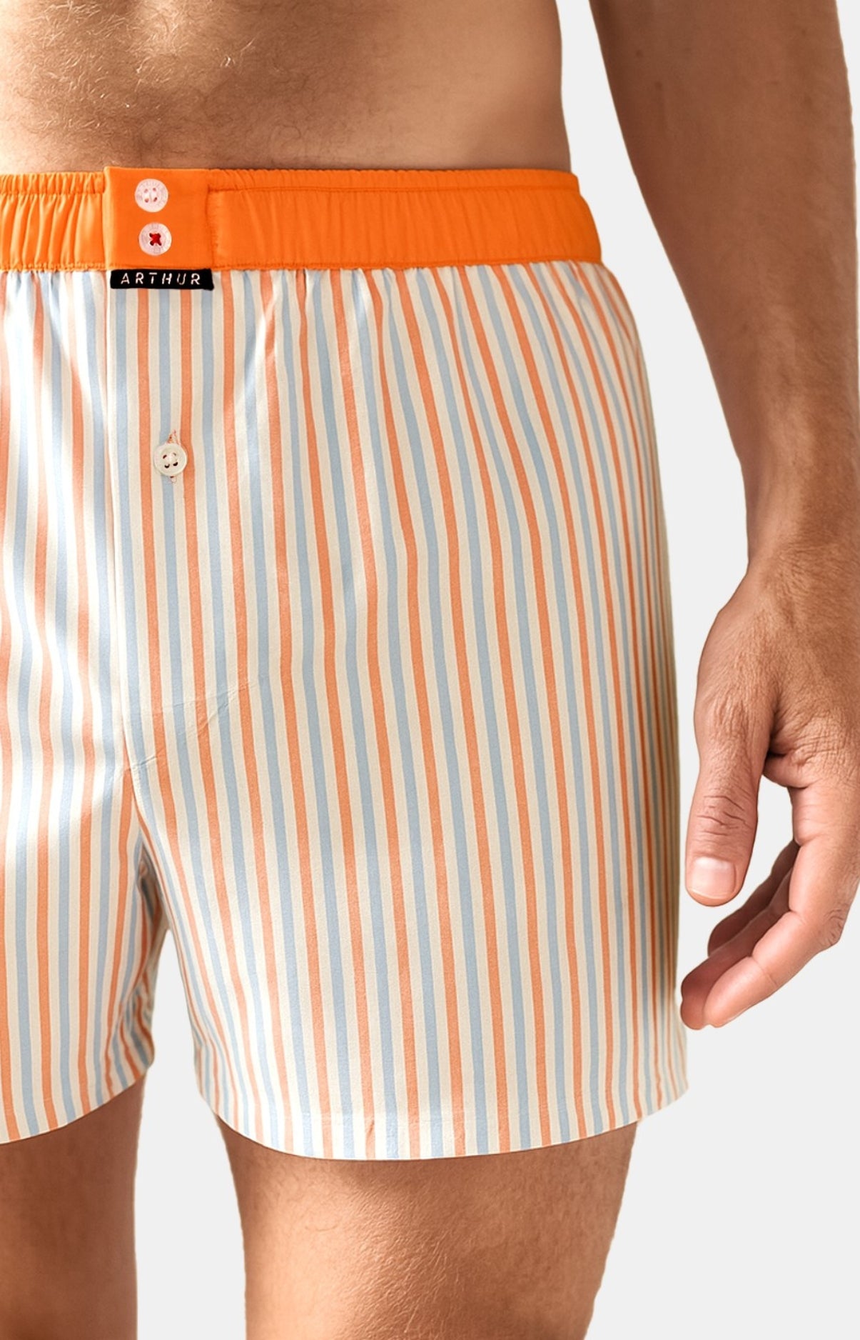 arthur-le-club-n-1168-cale-on-homme-orange-rayures-bio image 2