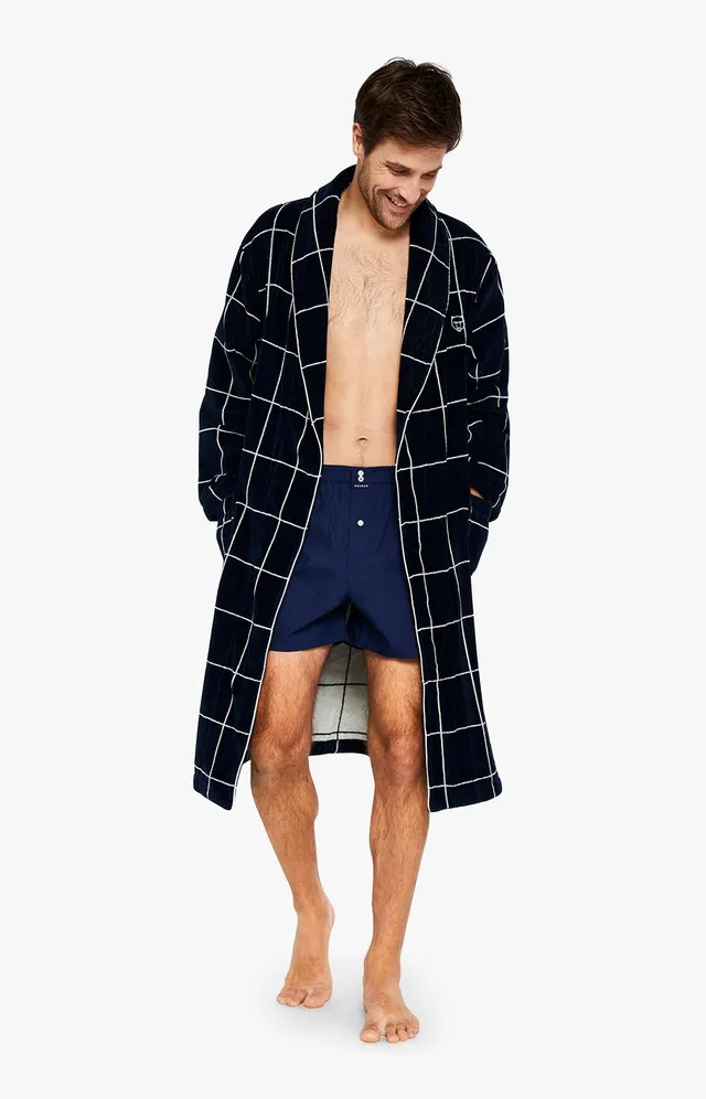 arthur-bob-lewis-peignoir-velours-coton-marine-taille-l image 1