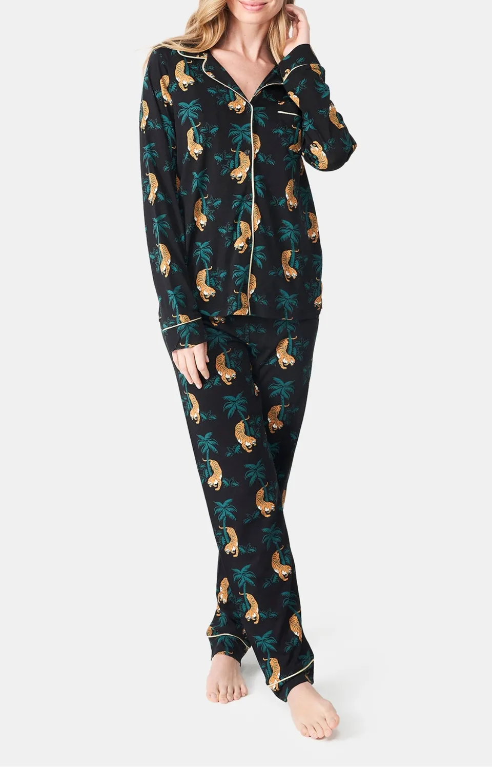 arthur-bob-tigre-pyjama-boutonn-noir-femme image 1