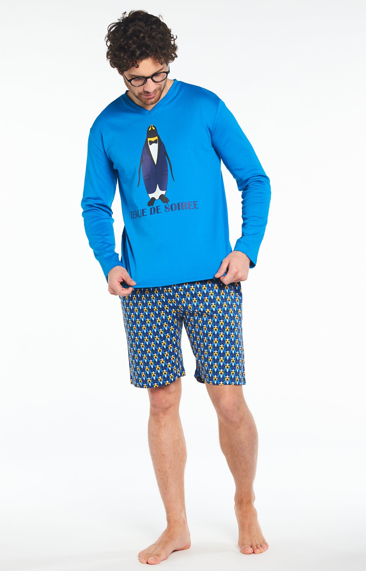 arthur-bob-tenue-de-soir-e-pyjashort-homme-marine image 1